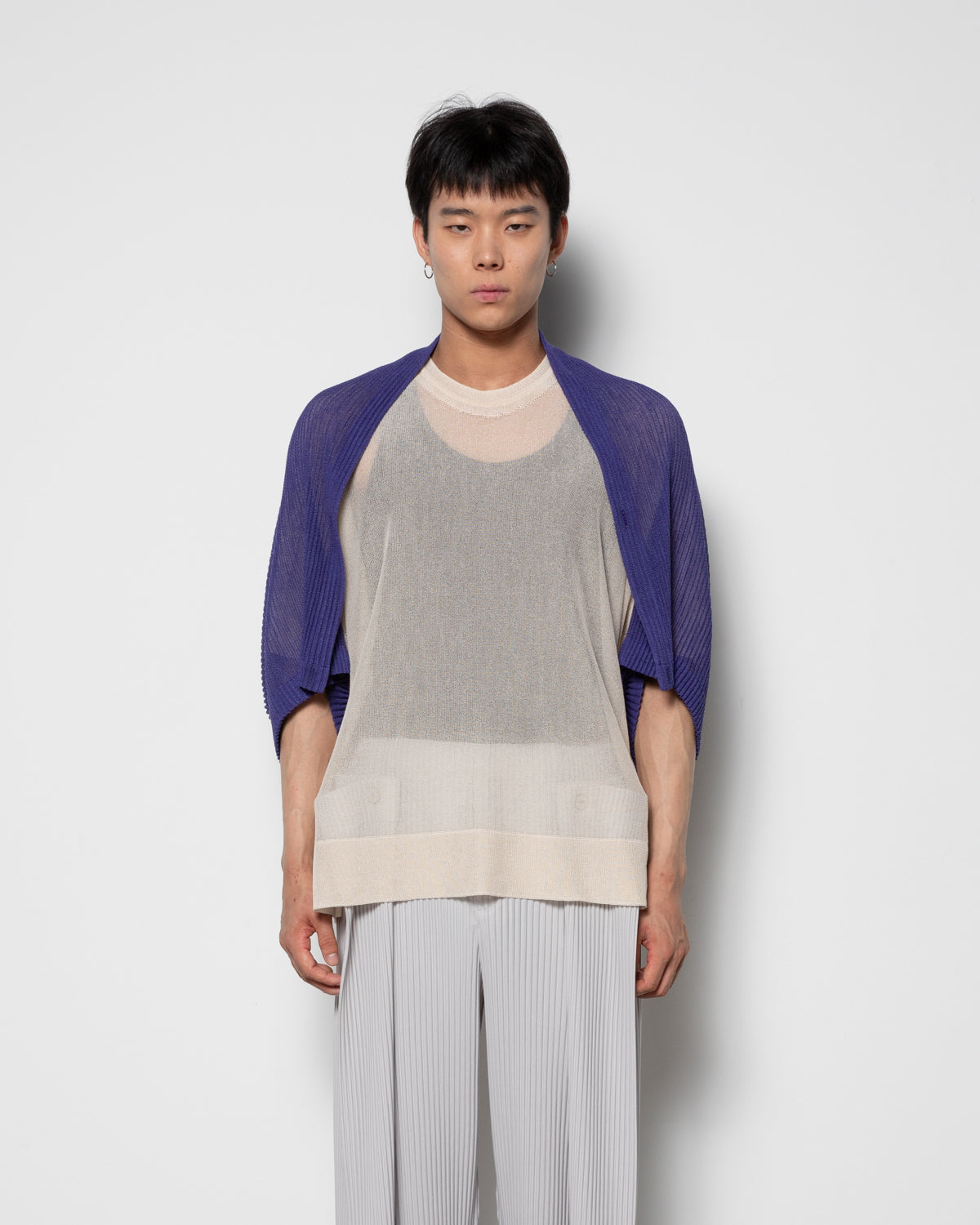 Rustic Mesh Stole Scarf in Blue