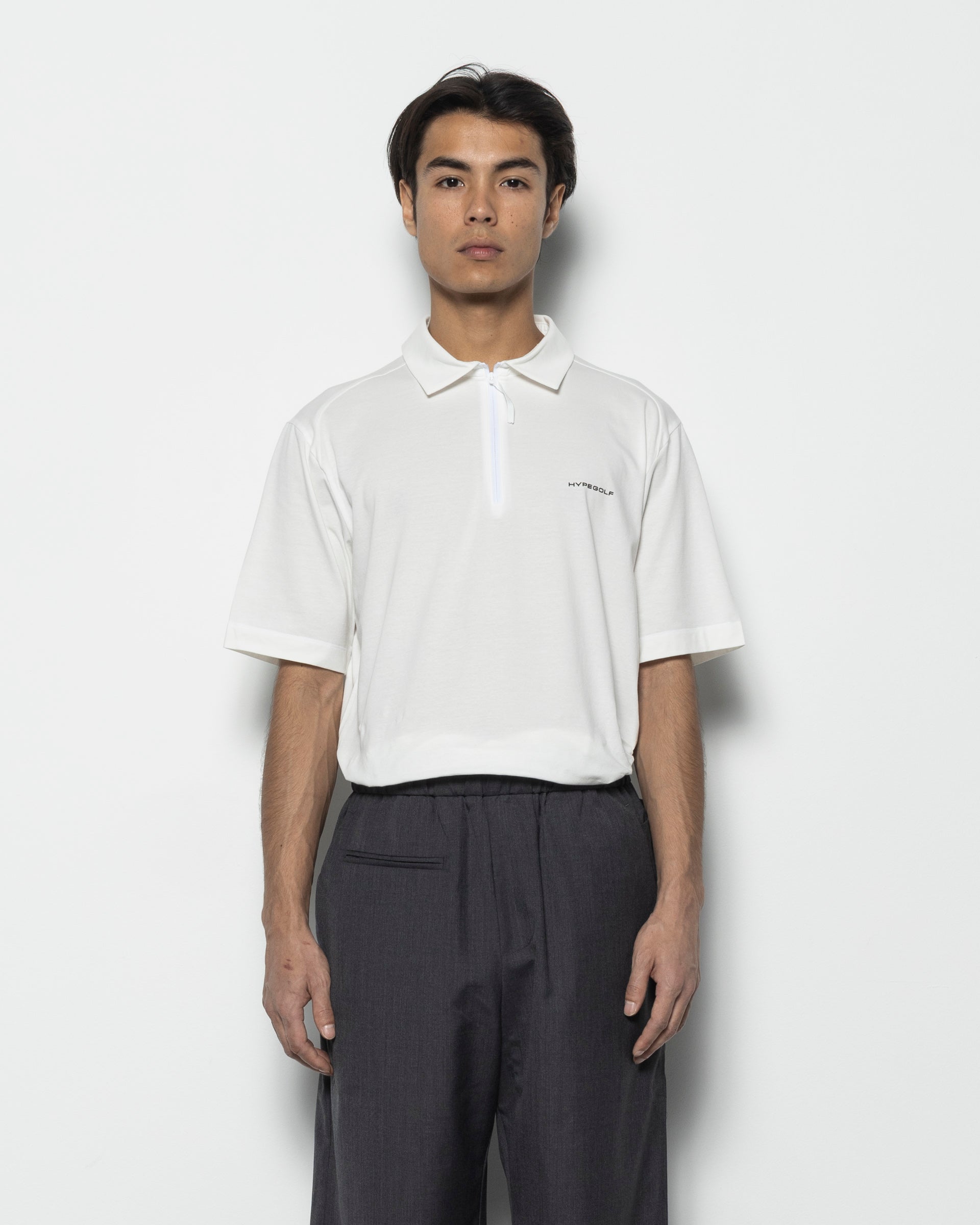 Hypegolf PAF Half-zip Polo T-shirt in White | RODEN GRAY