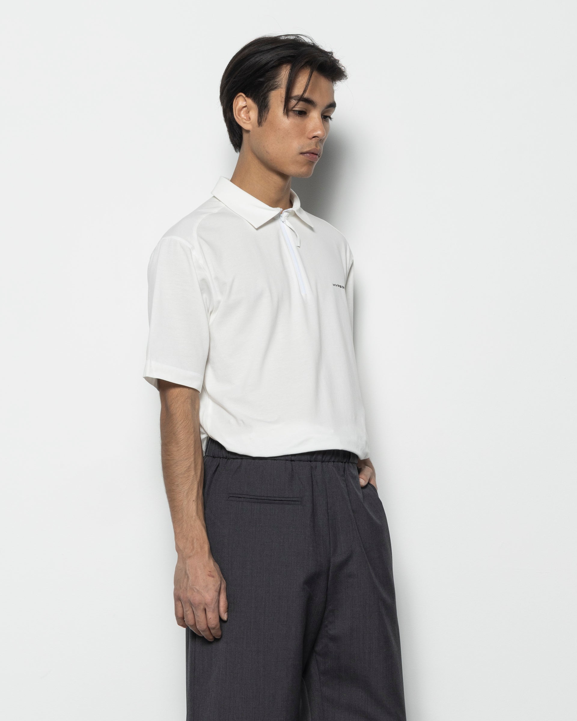 Hypegolf PAF Half-zip Polo T-shirt in White | RODEN GRAY