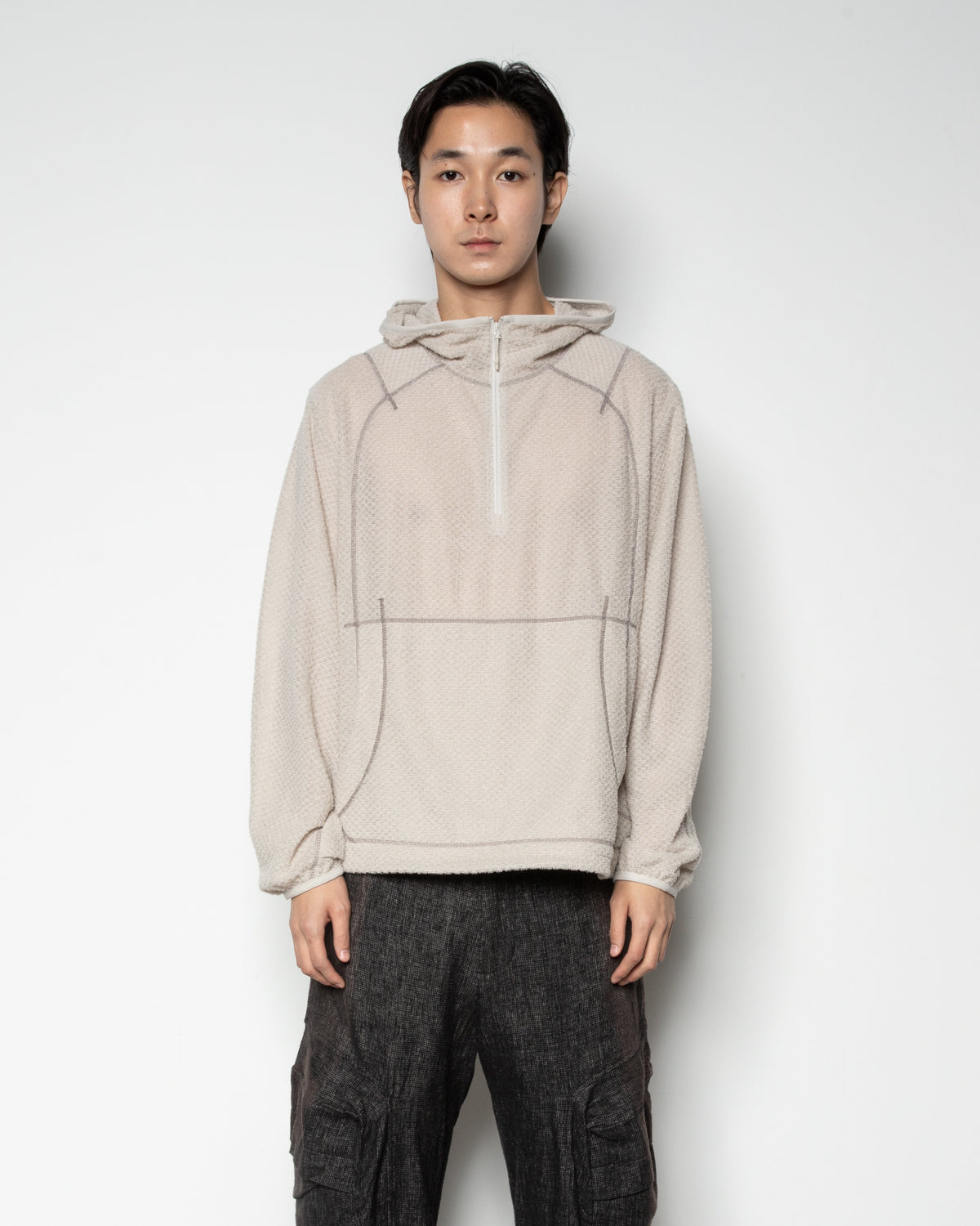 Half Zip Hoodie In Off-White