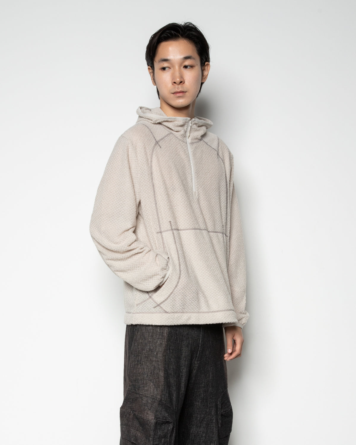 Half Zip Hoodie In Off-White