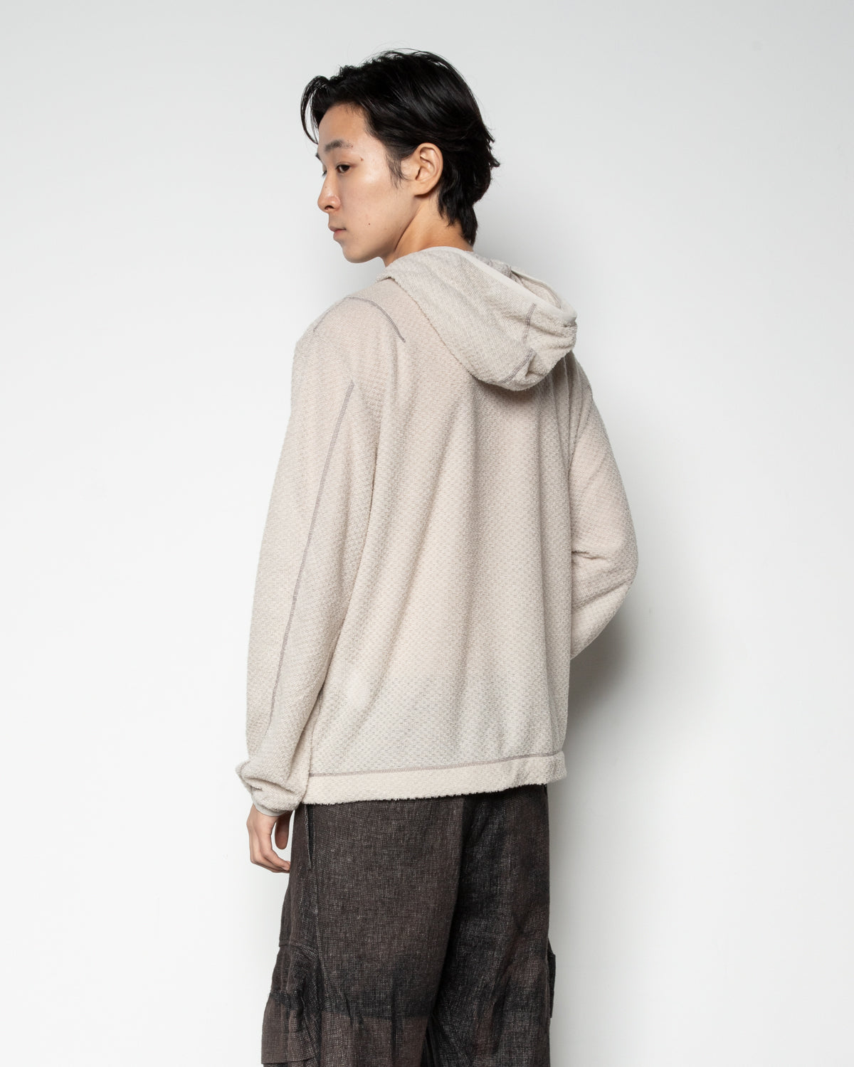 Half Zip Hoodie In Off-White