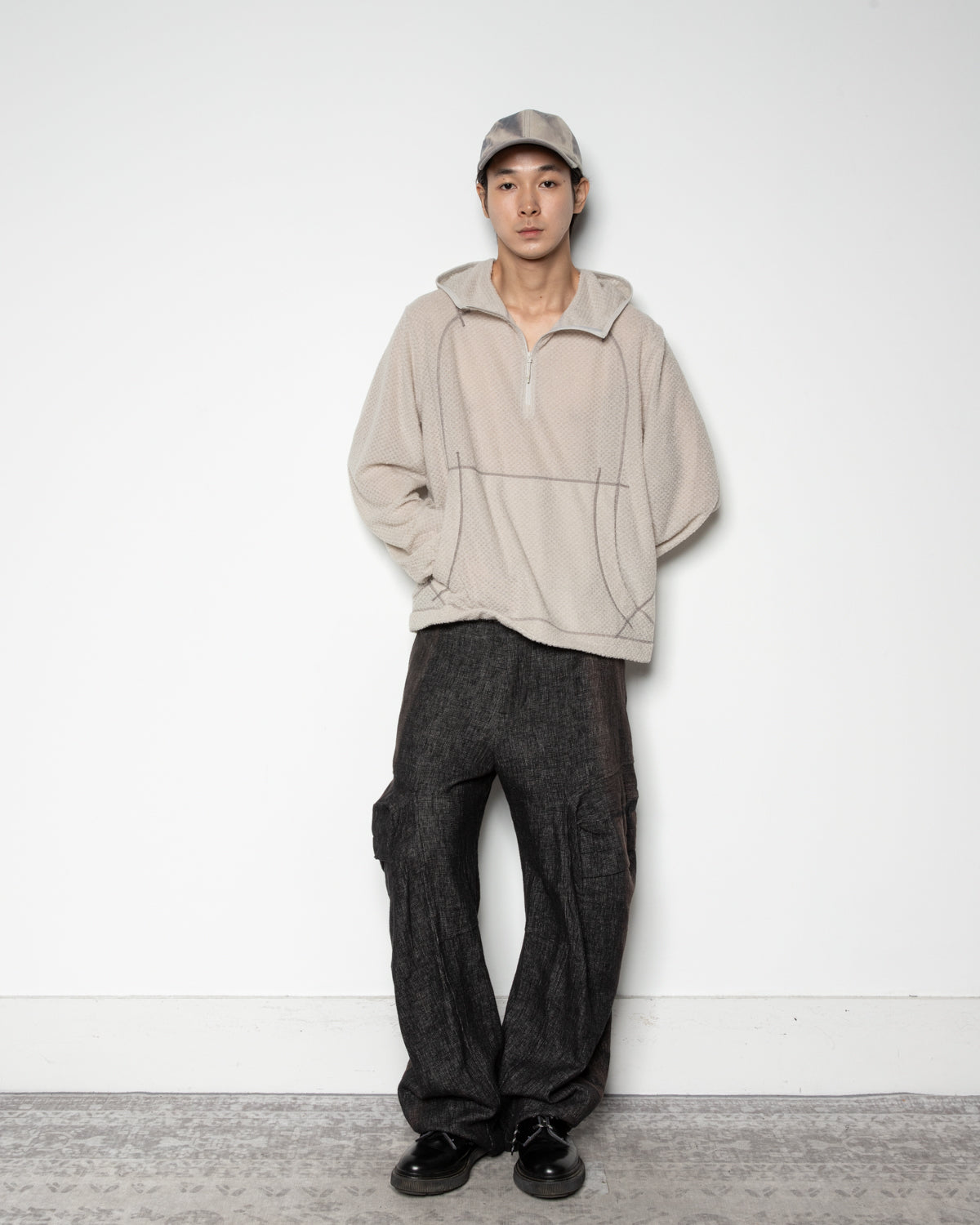 Half Zip Hoodie In Off-White