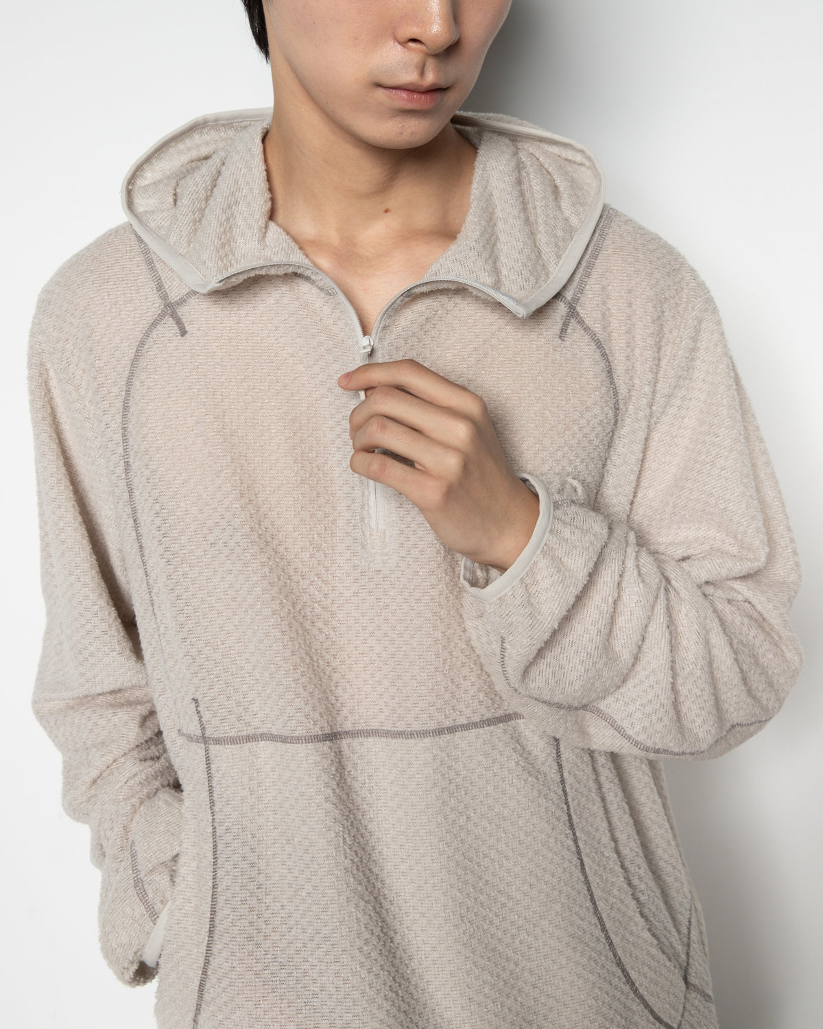 Half Zip Hoodie In Off-White