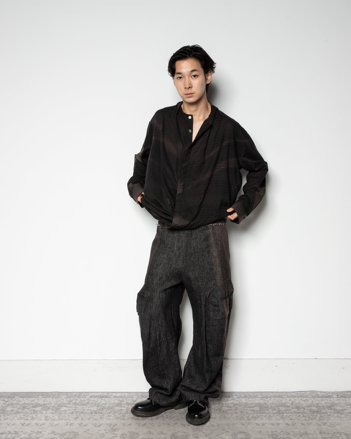 Sun-Bleached Drape Shirt In Black