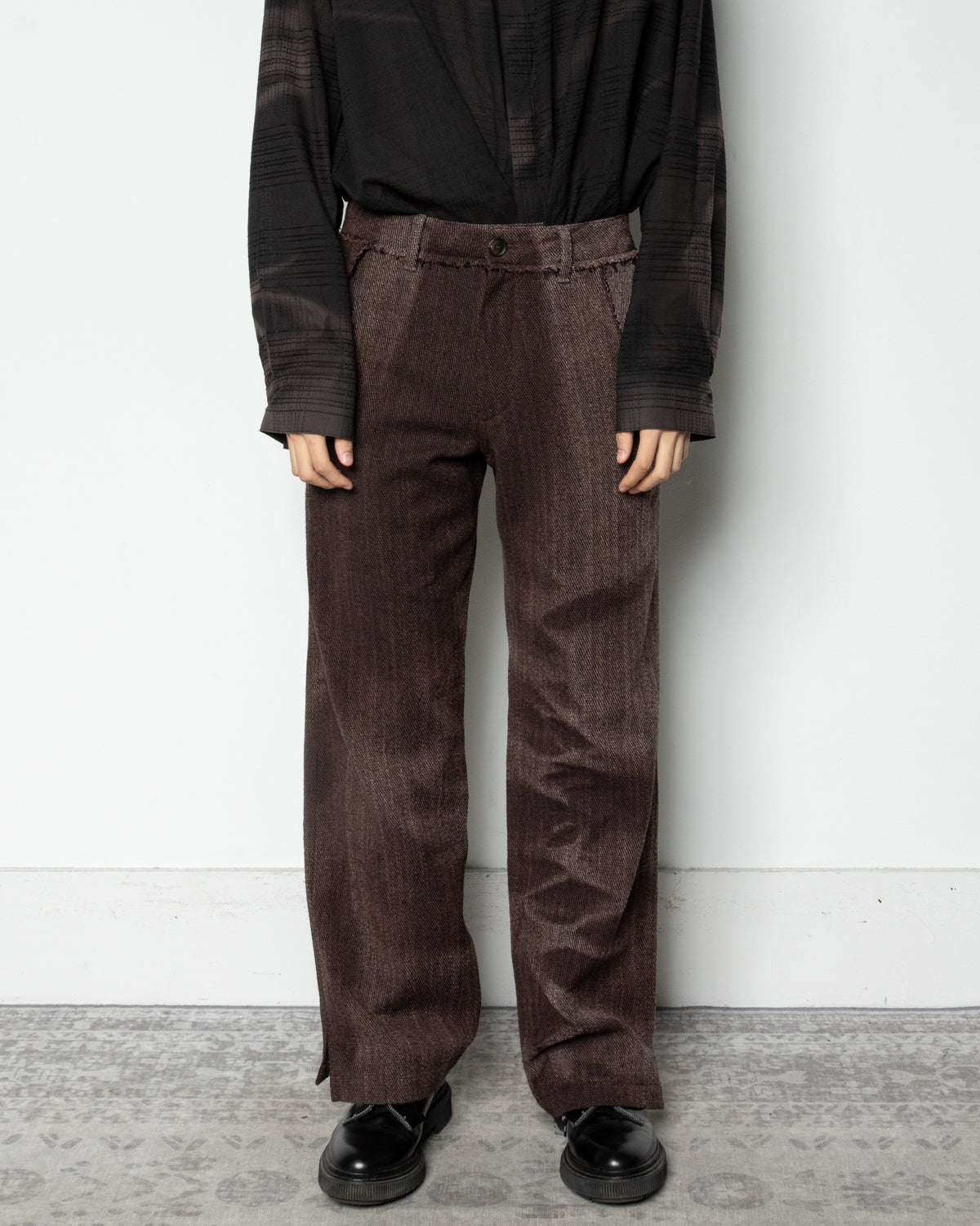 Sun-Bleached Raw-Edge Pants In Brown