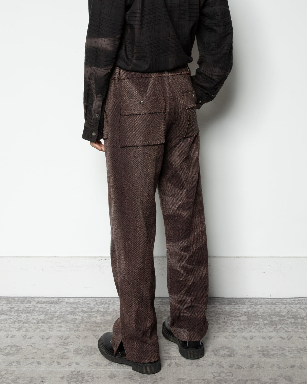 Sun-Bleached Raw-Edge Pants In Brown