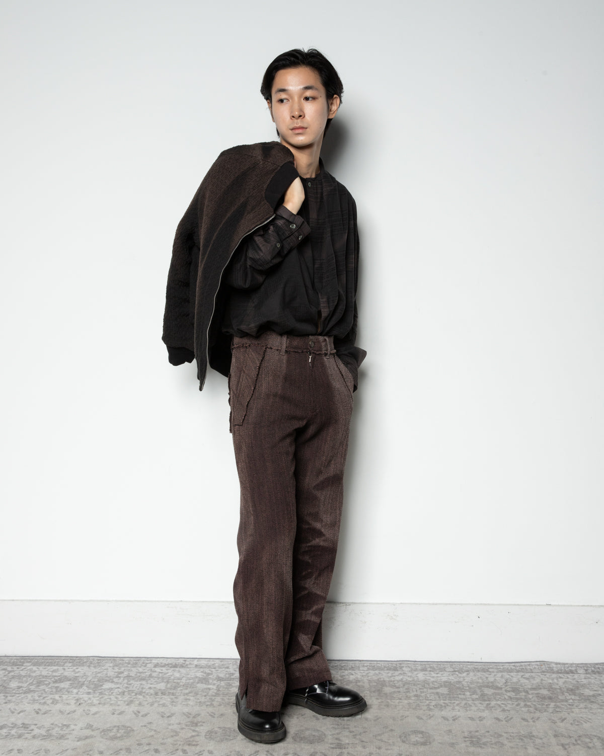Sun-Bleached Raw-Edge Pants In Brown