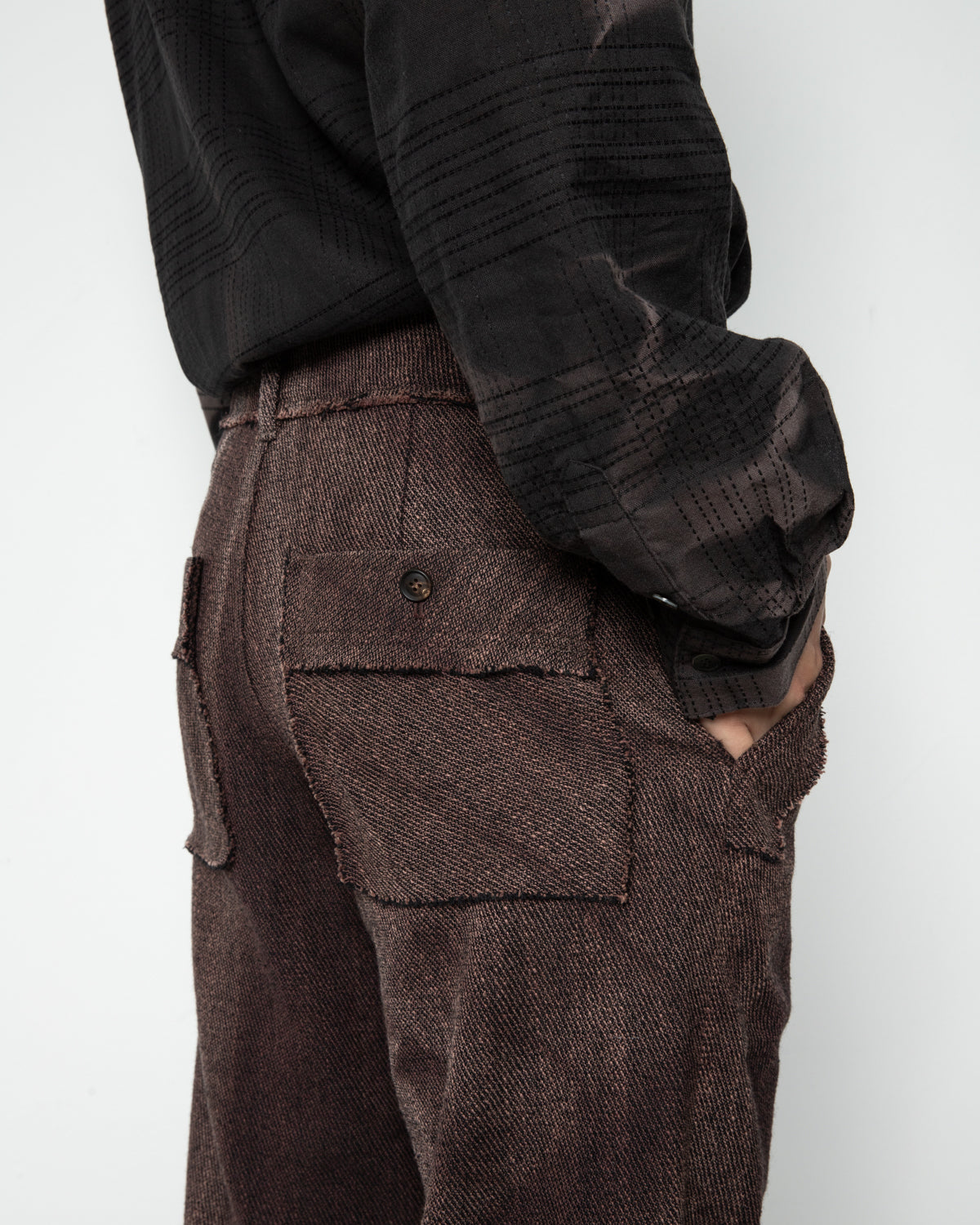 Sun-Bleached Raw-Edge Pants In Brown