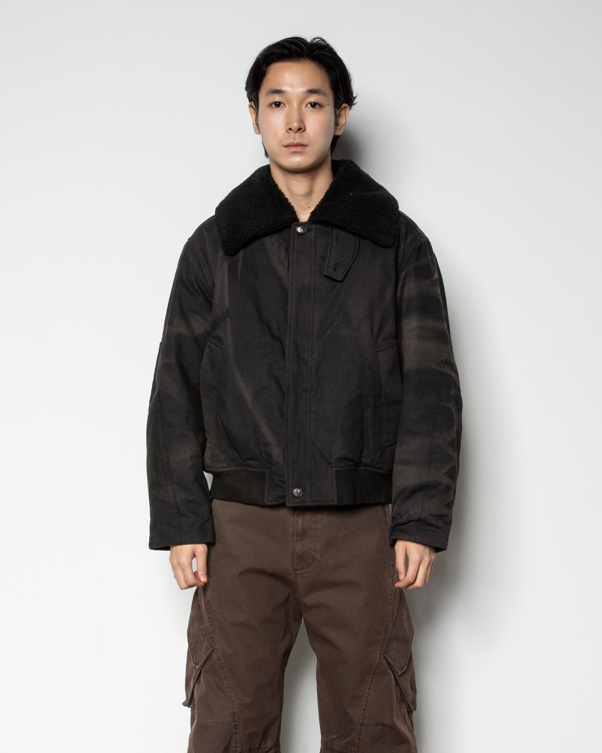 Sun-Bleached Wide Collar Jacket In Black
