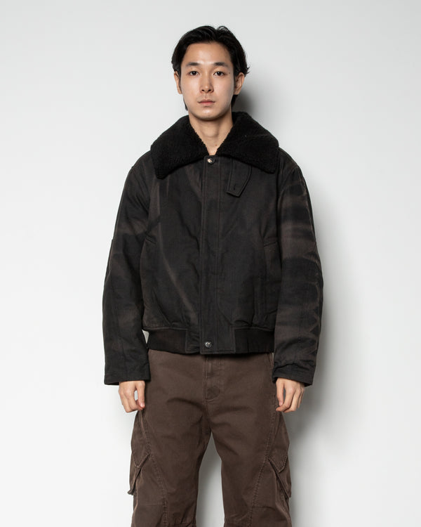Sun-Bleached Wide Collar Jacket In Black