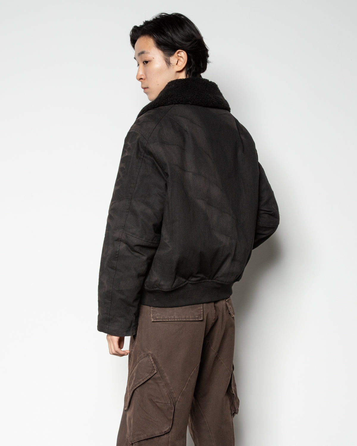 Sun-Bleached Wide Collar Jacket In Black
