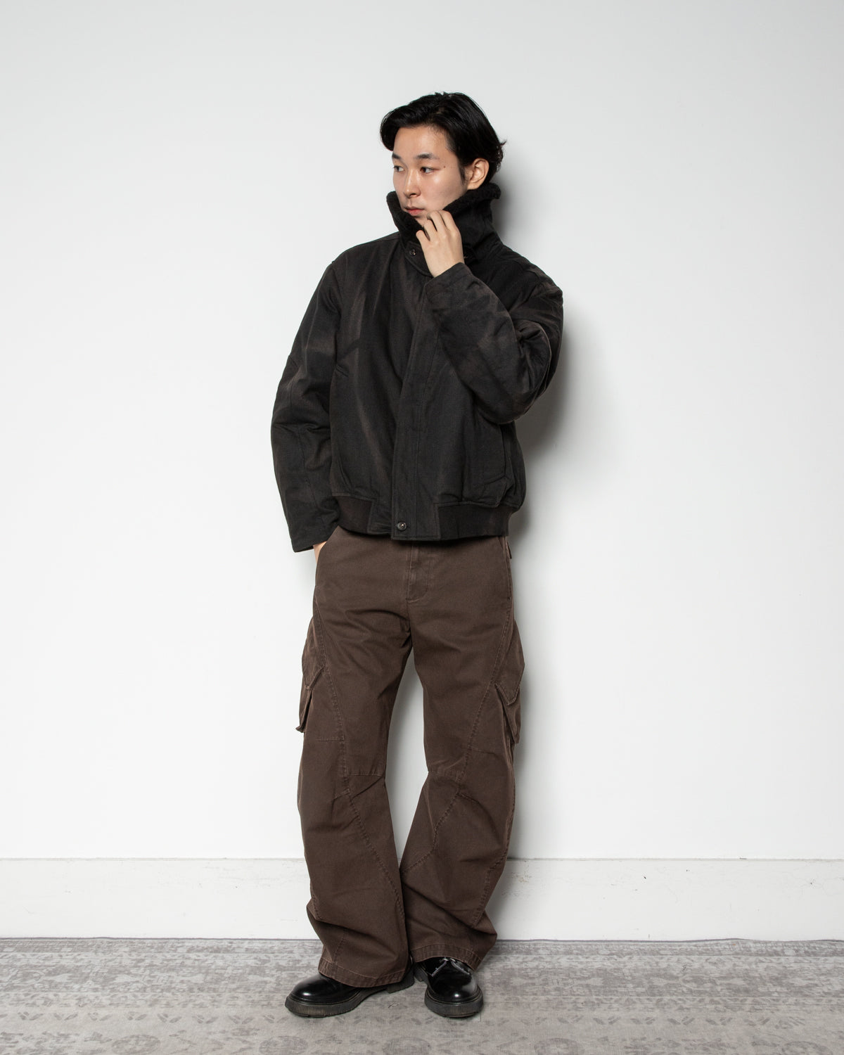 Sun-Bleached Wide Collar Jacket In Black