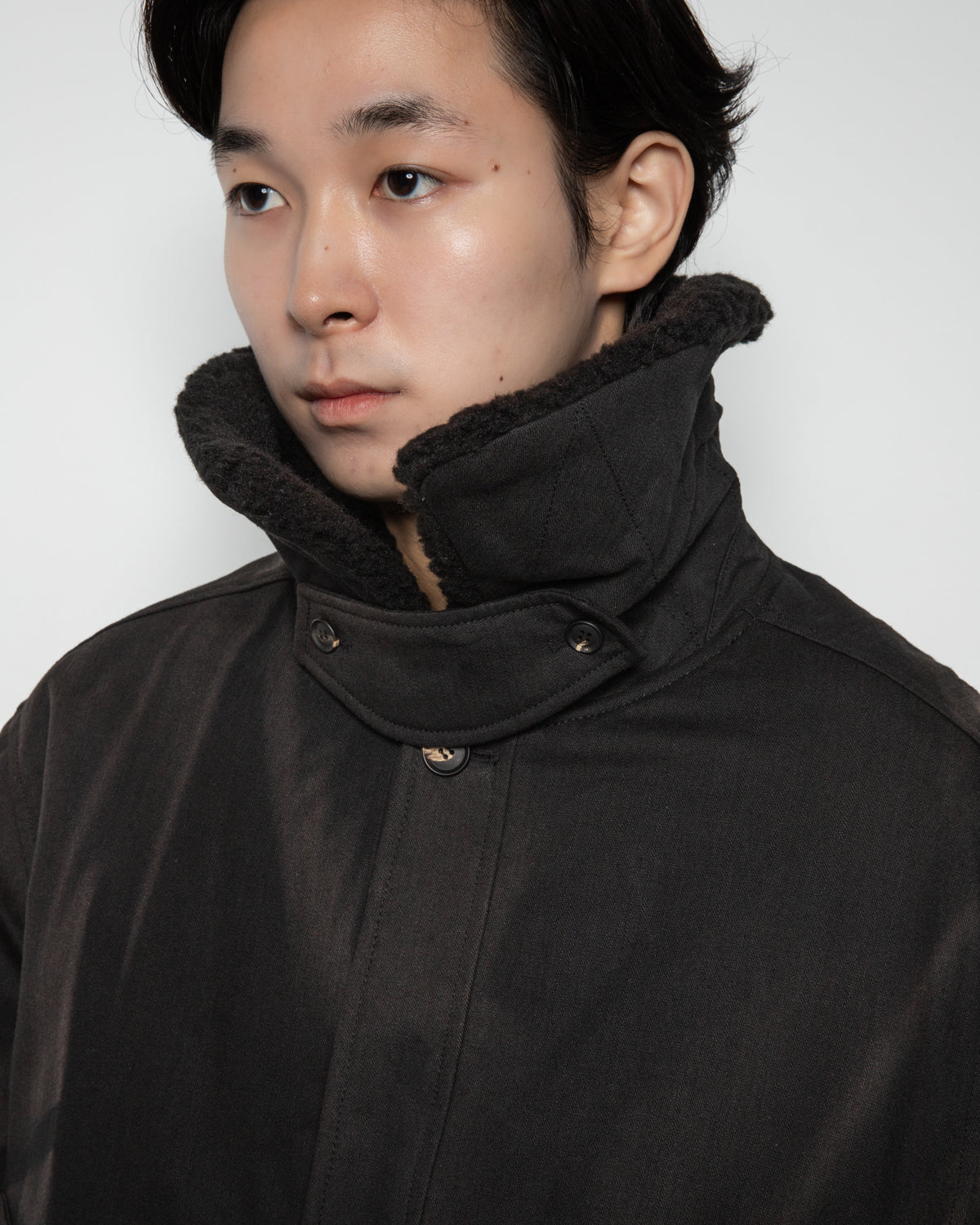 Sun-Bleached Wide Collar Jacket In Black