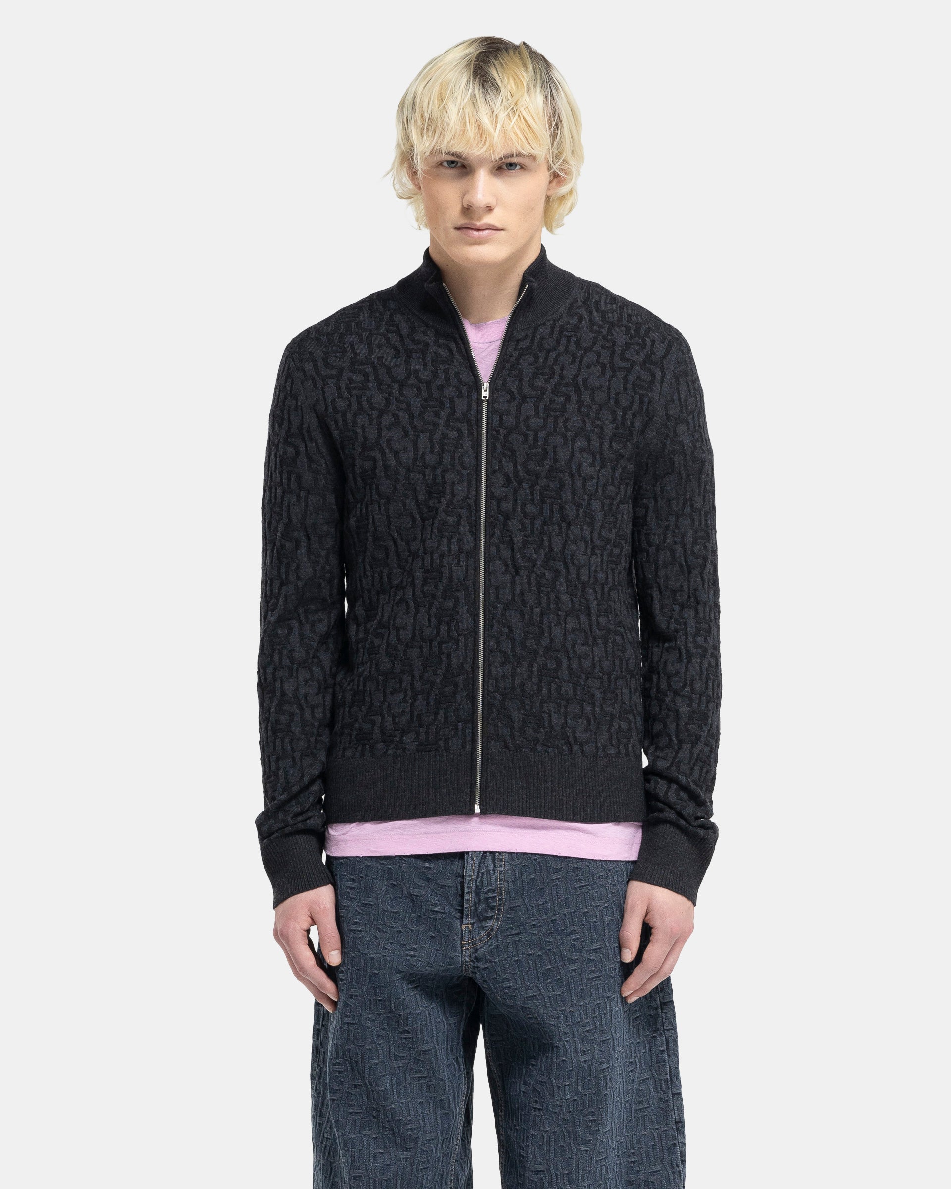 Kalino Monogram Jacket in Black and Grey