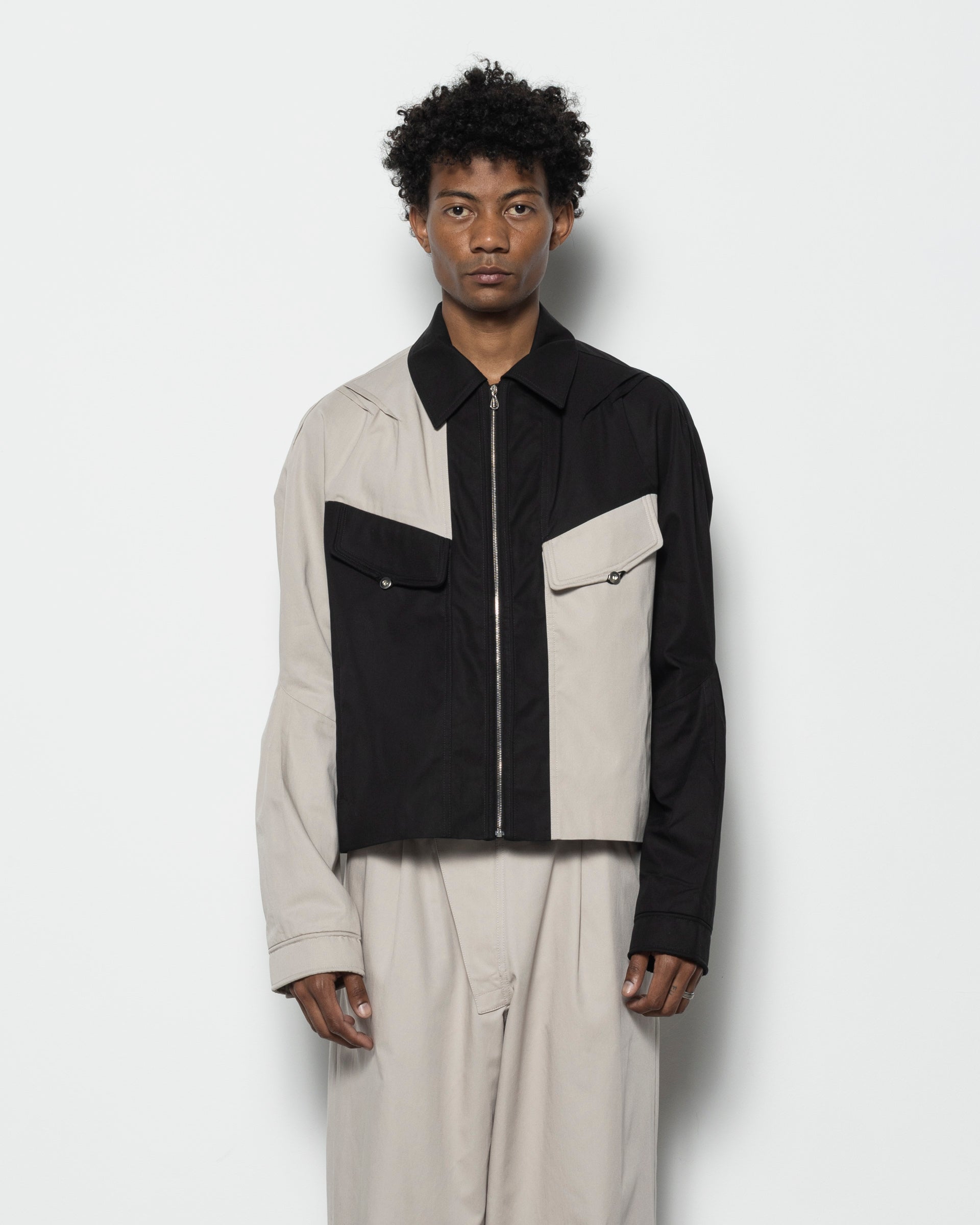 Kiko Kostadinov Alec K-Dart Blouson in Seedpearl and Black