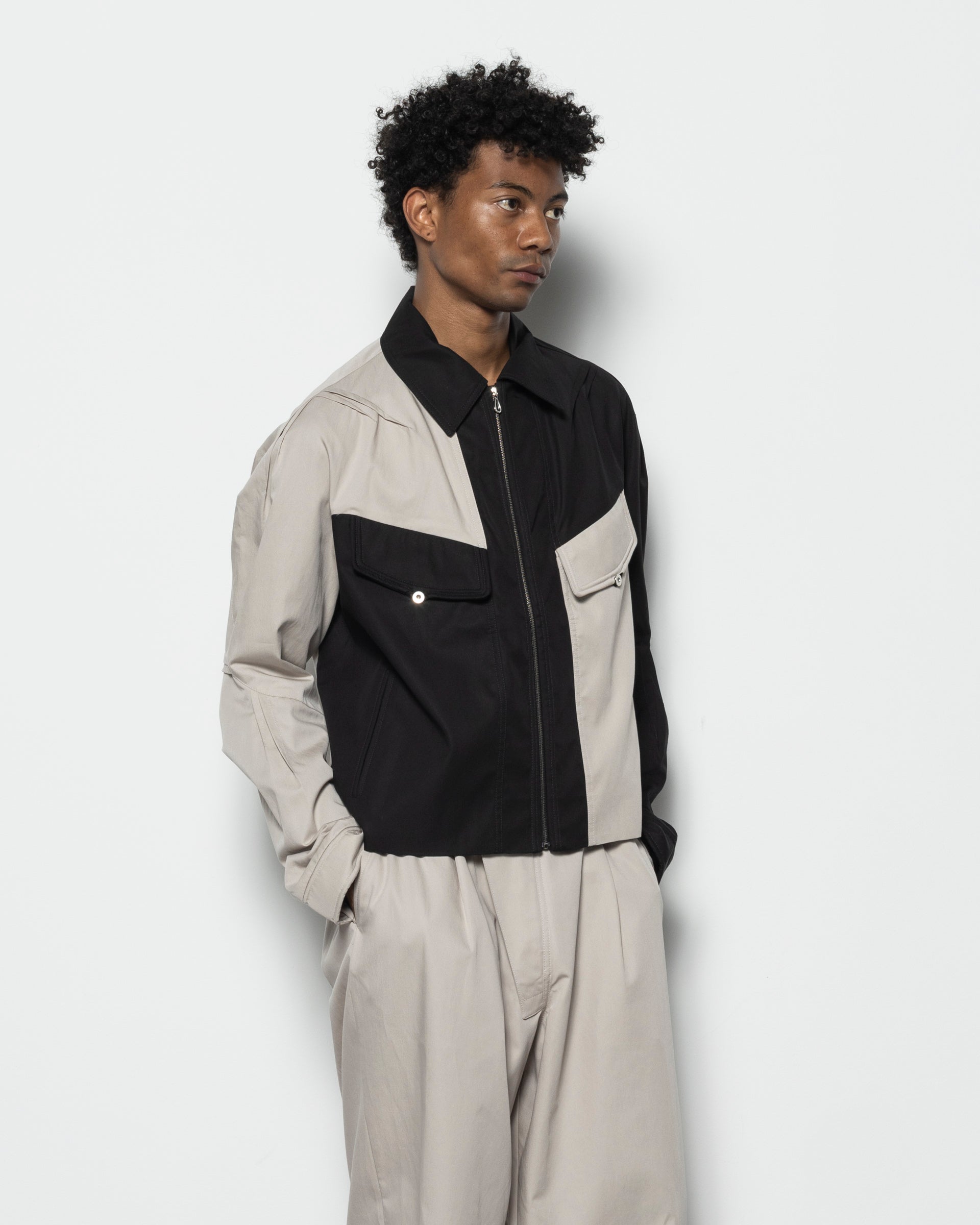 Alec K-Dart Blouson in Seedpearl and Black Sable