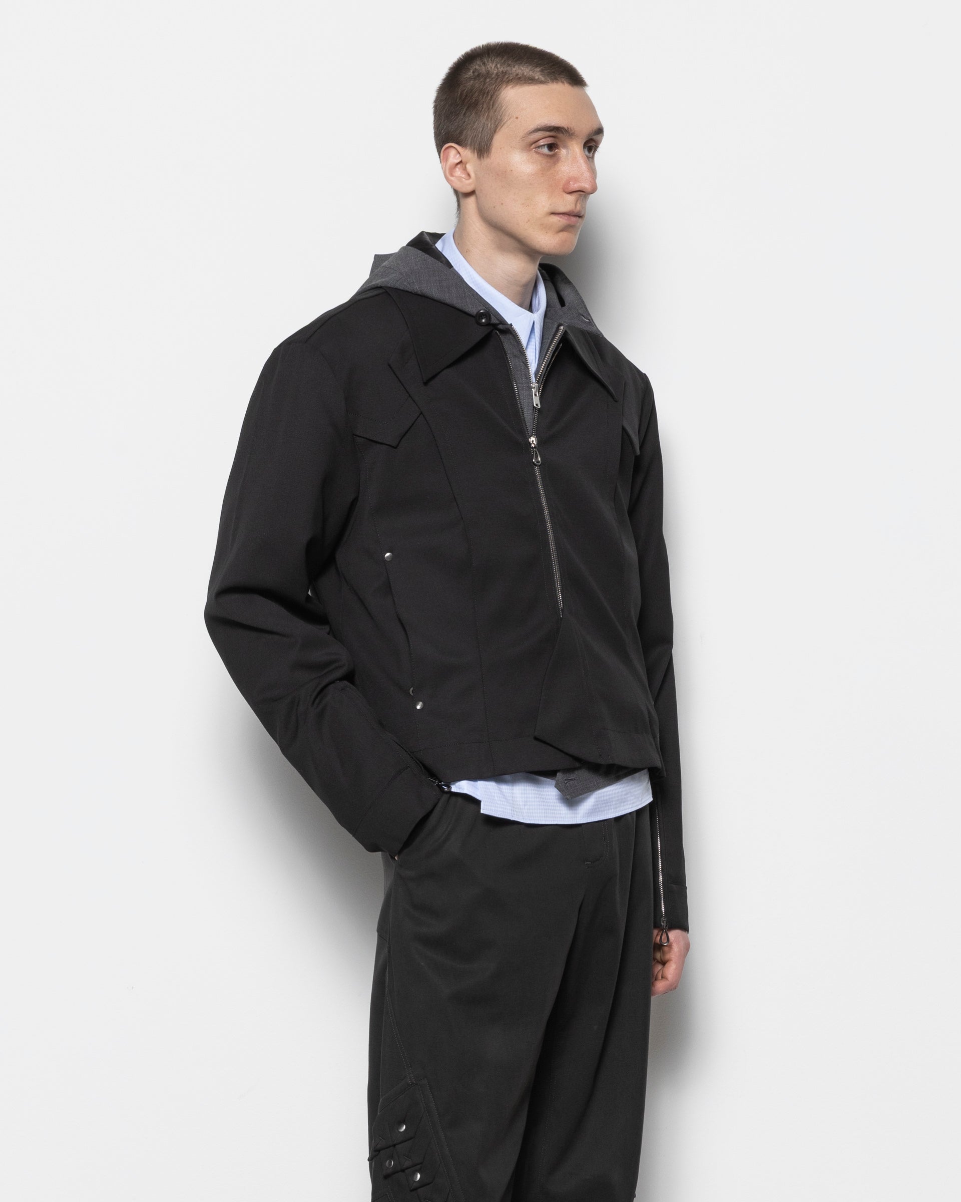 Kiko Kostadinov Kraner Cropped Blouson in Black | RODEN GRAY