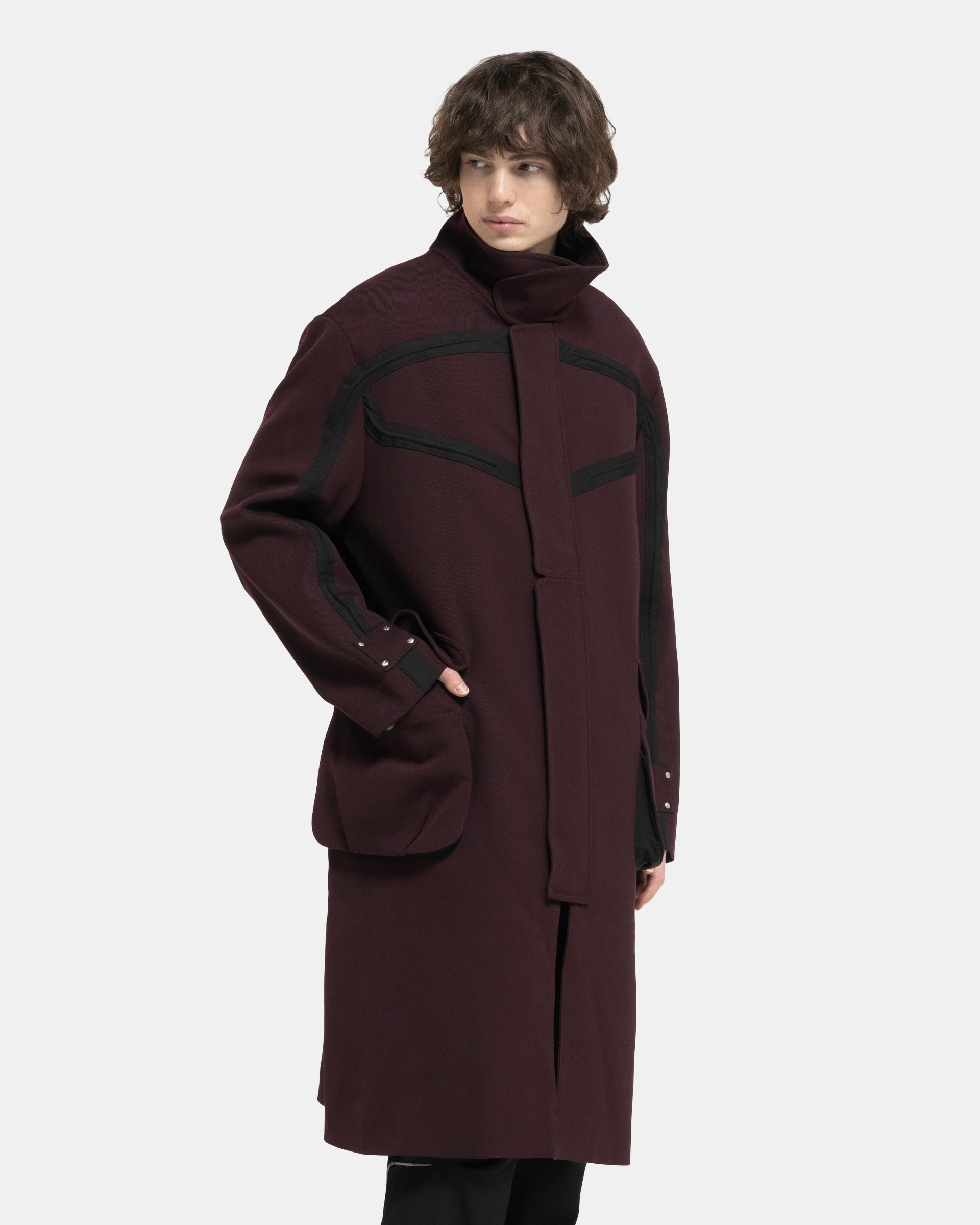 Margutta Overcoat in Maroon & Crow Black