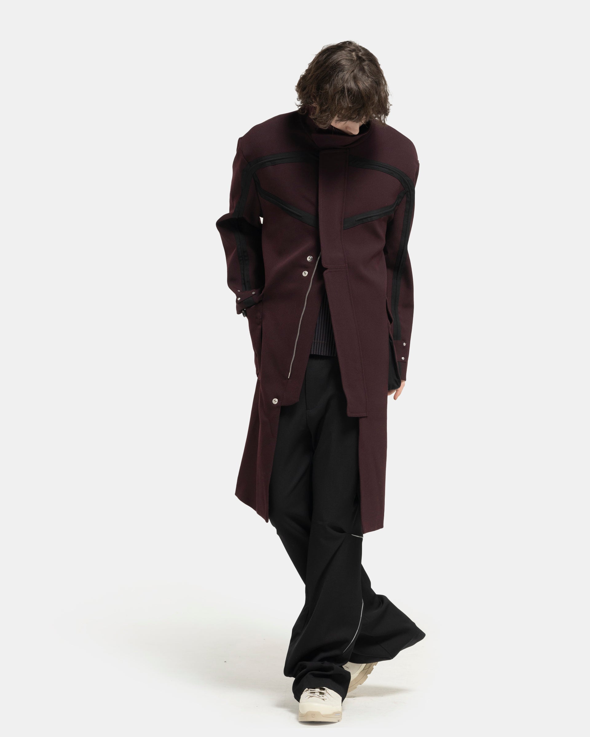 Margutta Overcoat in Maroon & Crow Black