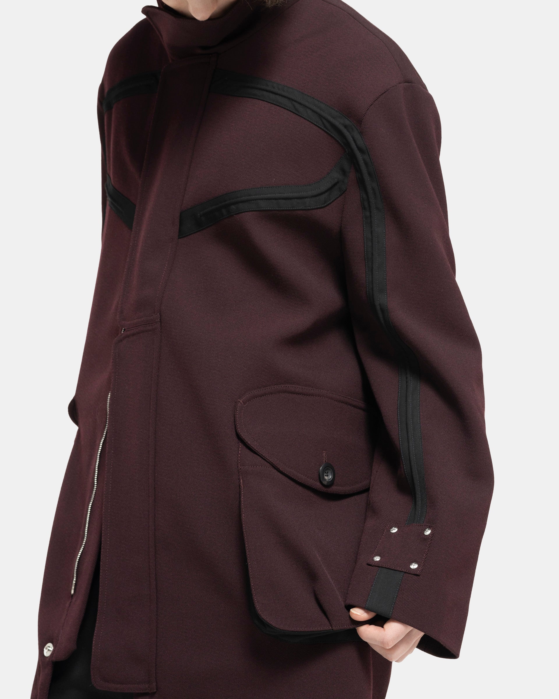 Margutta Overcoat in Maroon & Crow Black