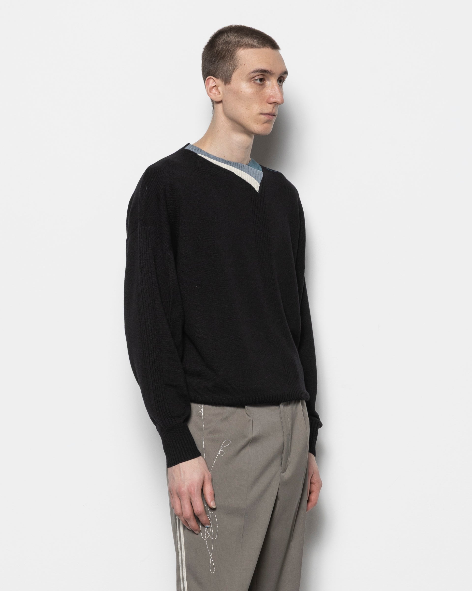 Vig Multi Collar Jumper in Black