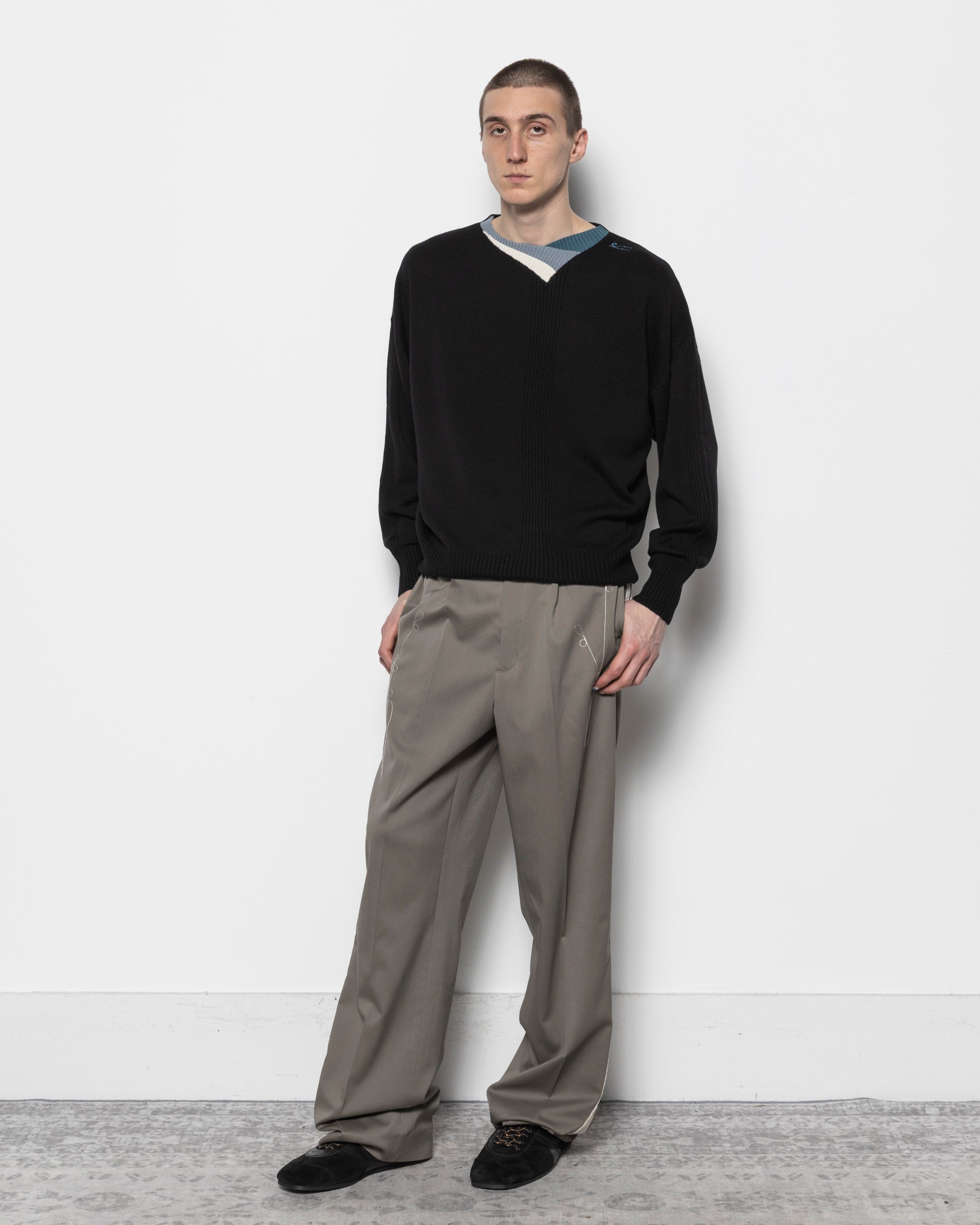 Kiko Kostadinov Vig Multi Collar Jumper in Black | RODEN GRAY