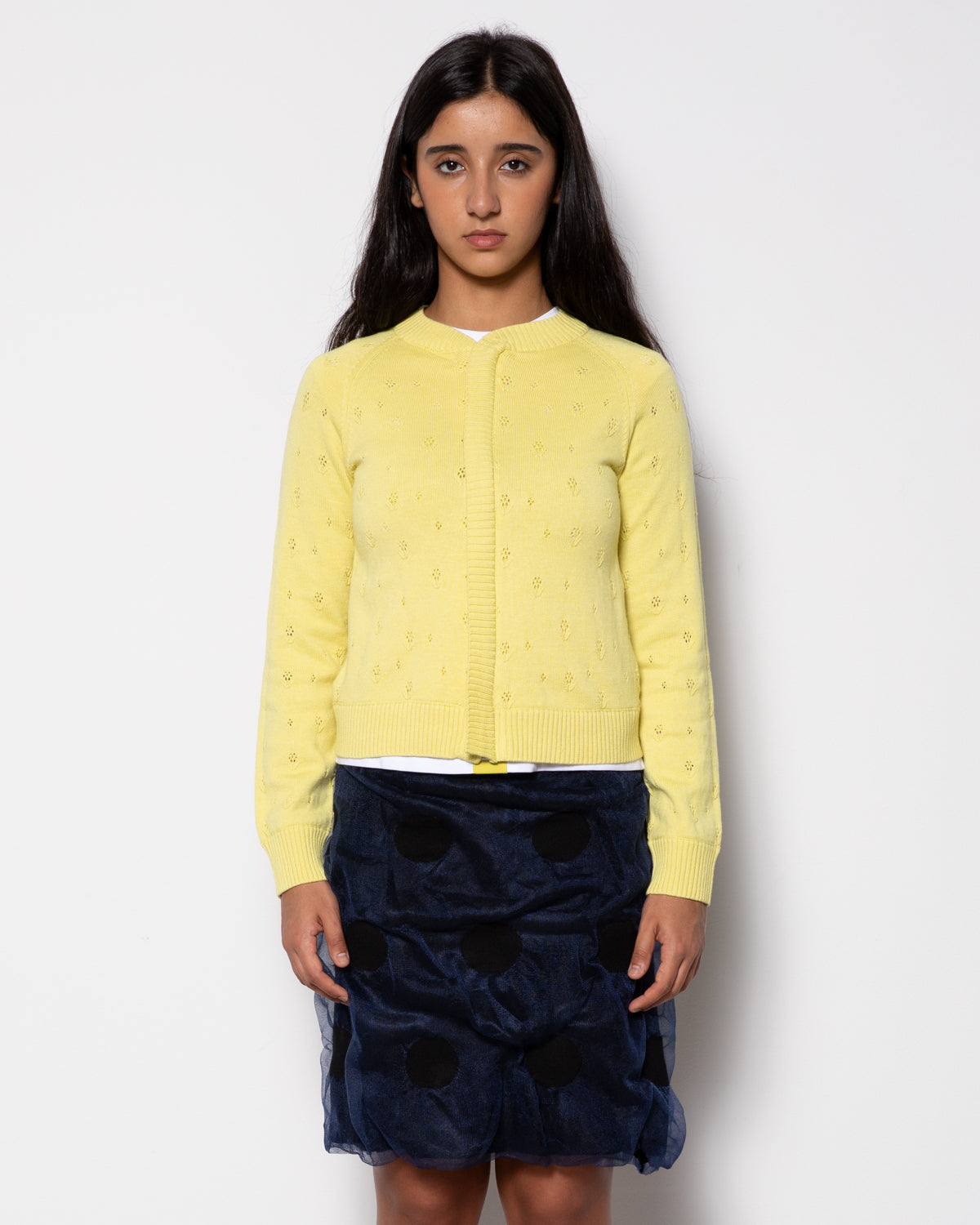 Floral Lace Knit Jacket in Yellow