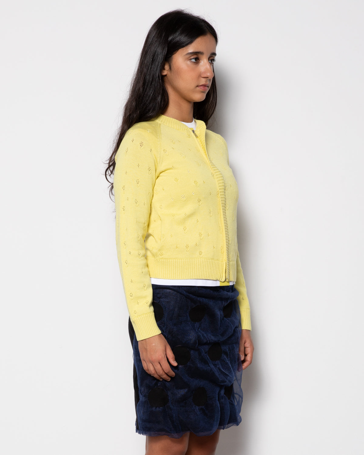 Floral Lace Knit Jacket in Yellow