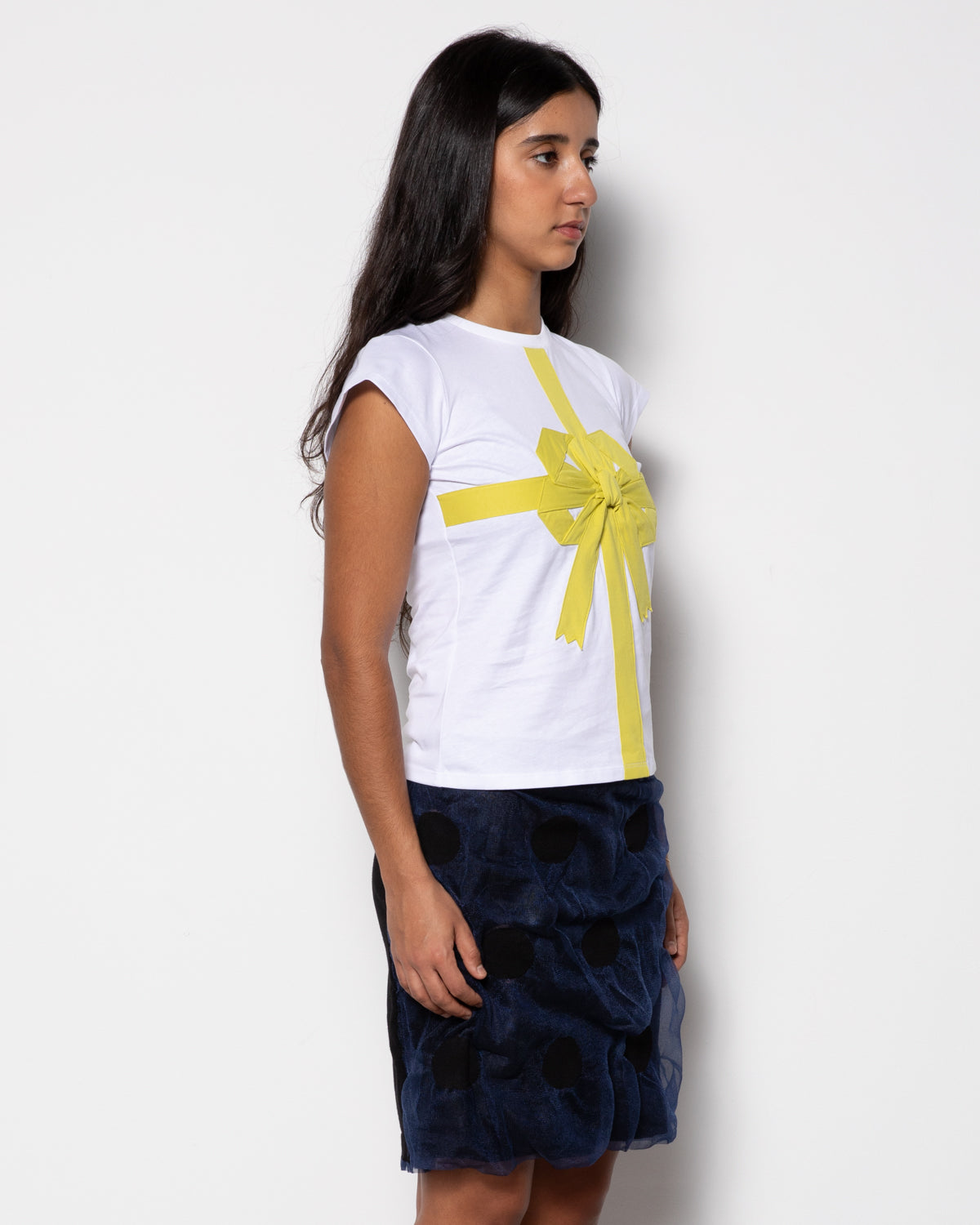 Present Baby Tee in White and Yellow