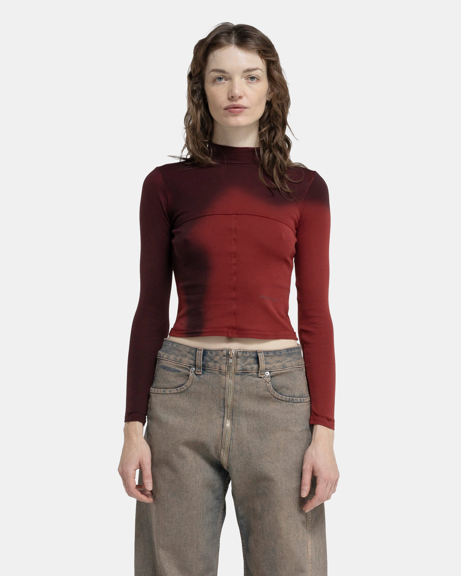 Lapped Baby Turtleneck in Maroon Blur