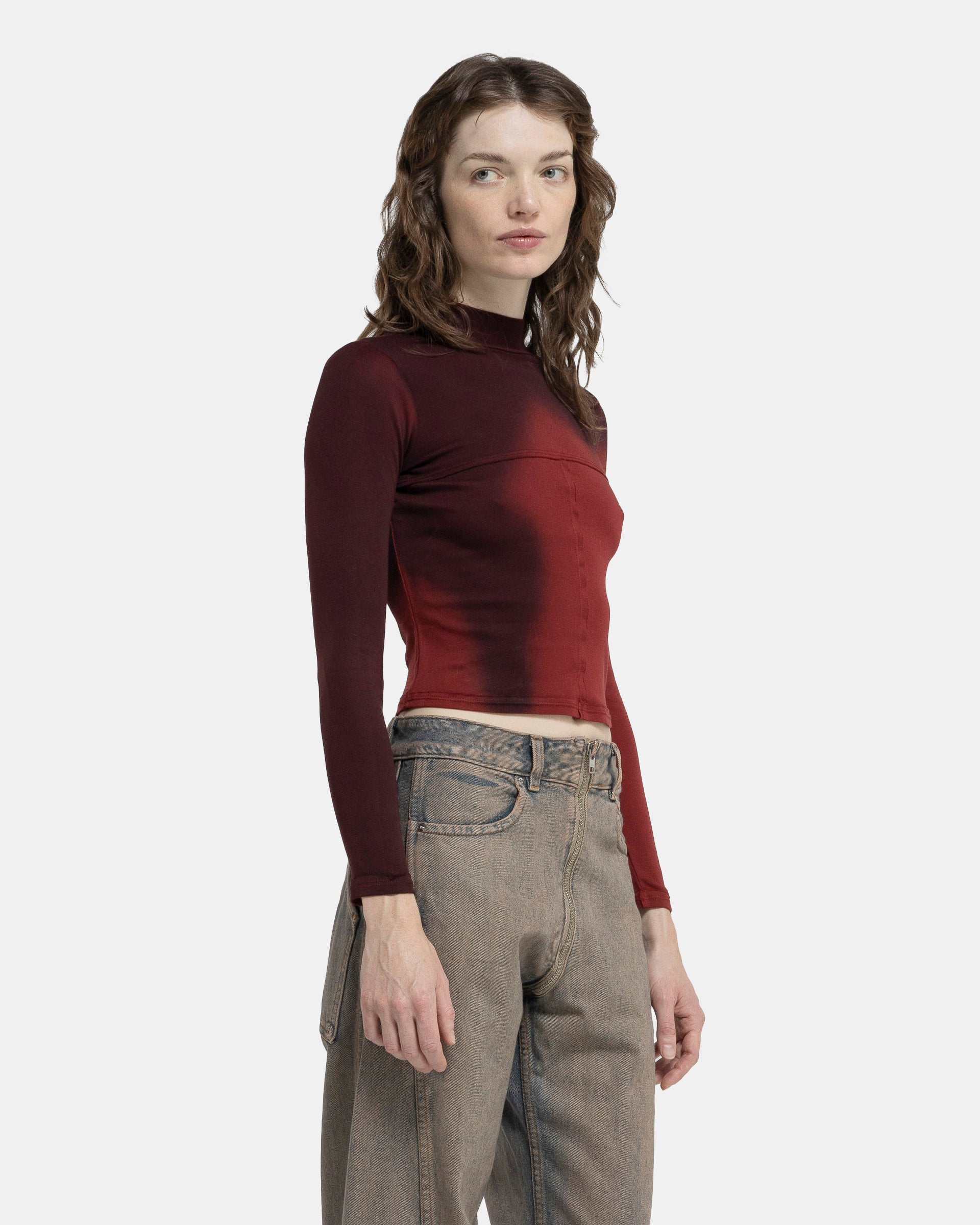 Lapped Baby Turtleneck in Maroon Blur