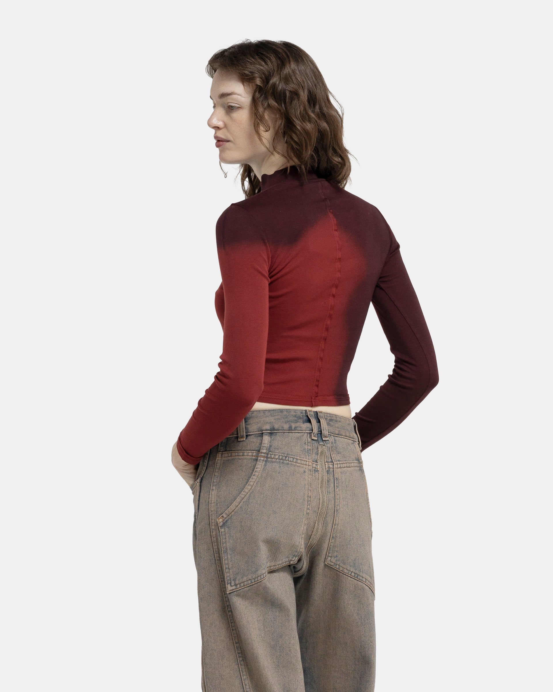 Lapped Baby Turtleneck in Maroon Blur