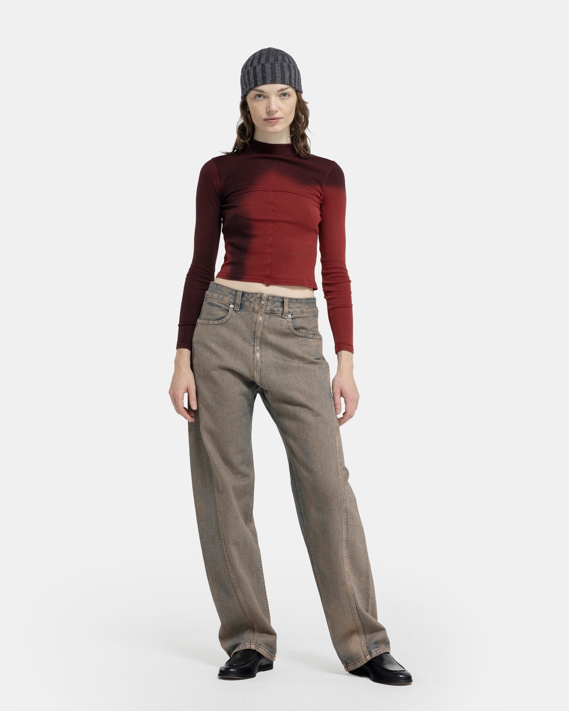 Lapped Baby Turtleneck in Maroon Blur