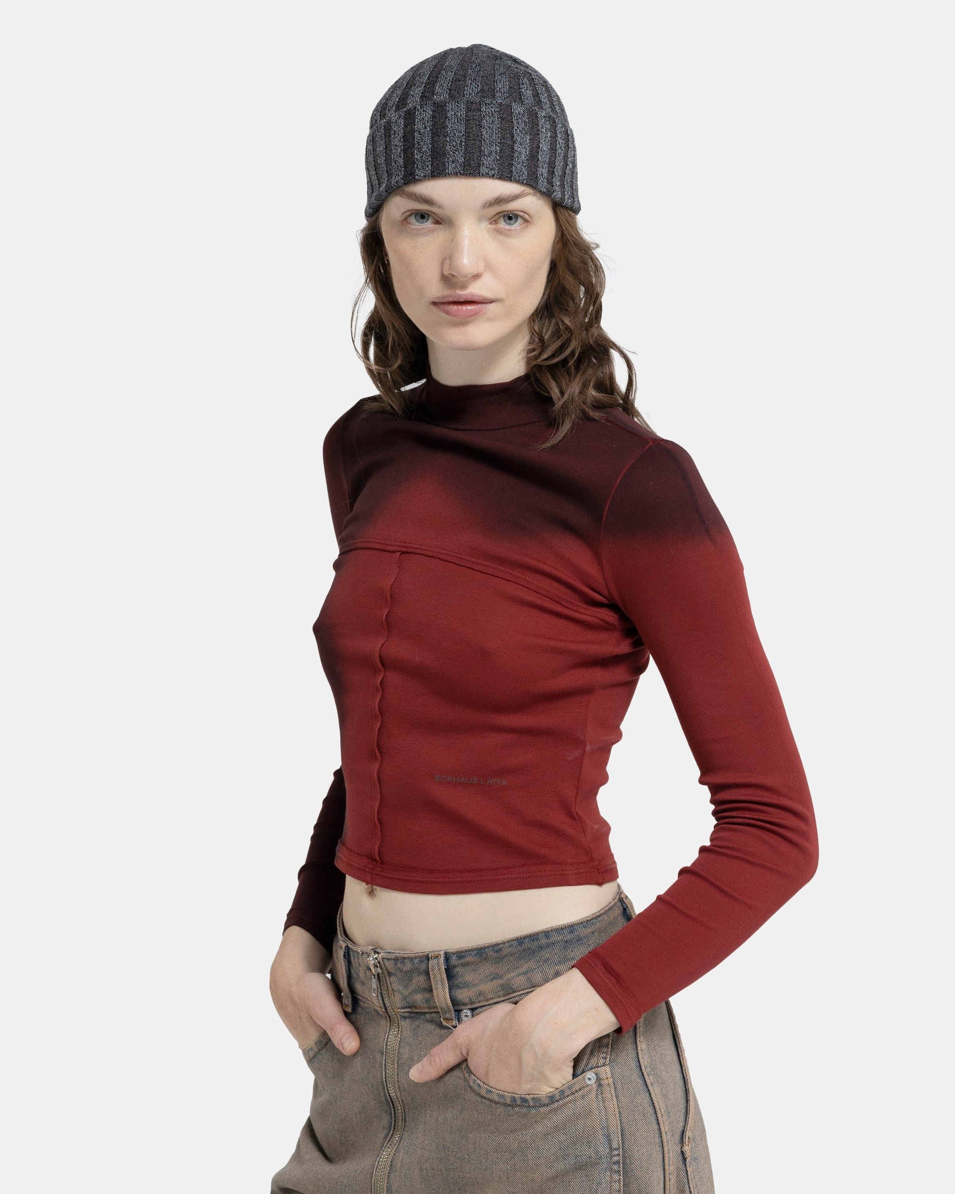 Lapped Baby Turtleneck in Maroon Blur