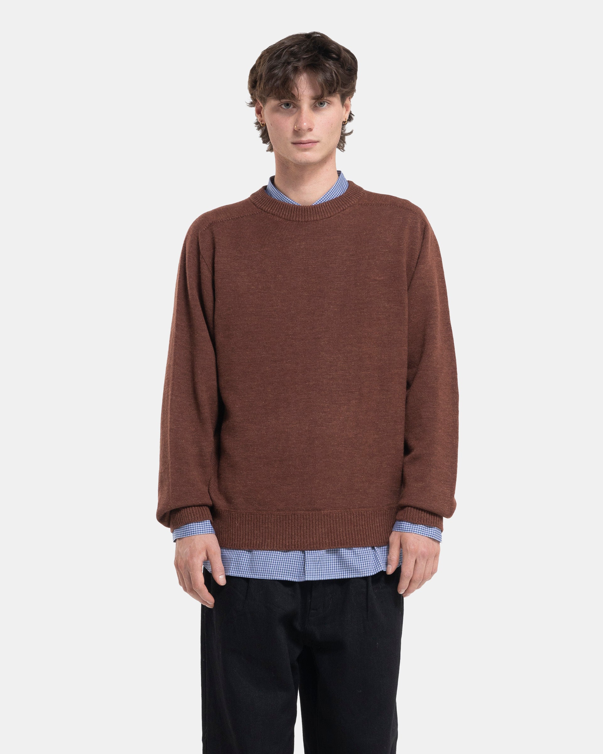 Linen Mix Seamless Sweater in Brick