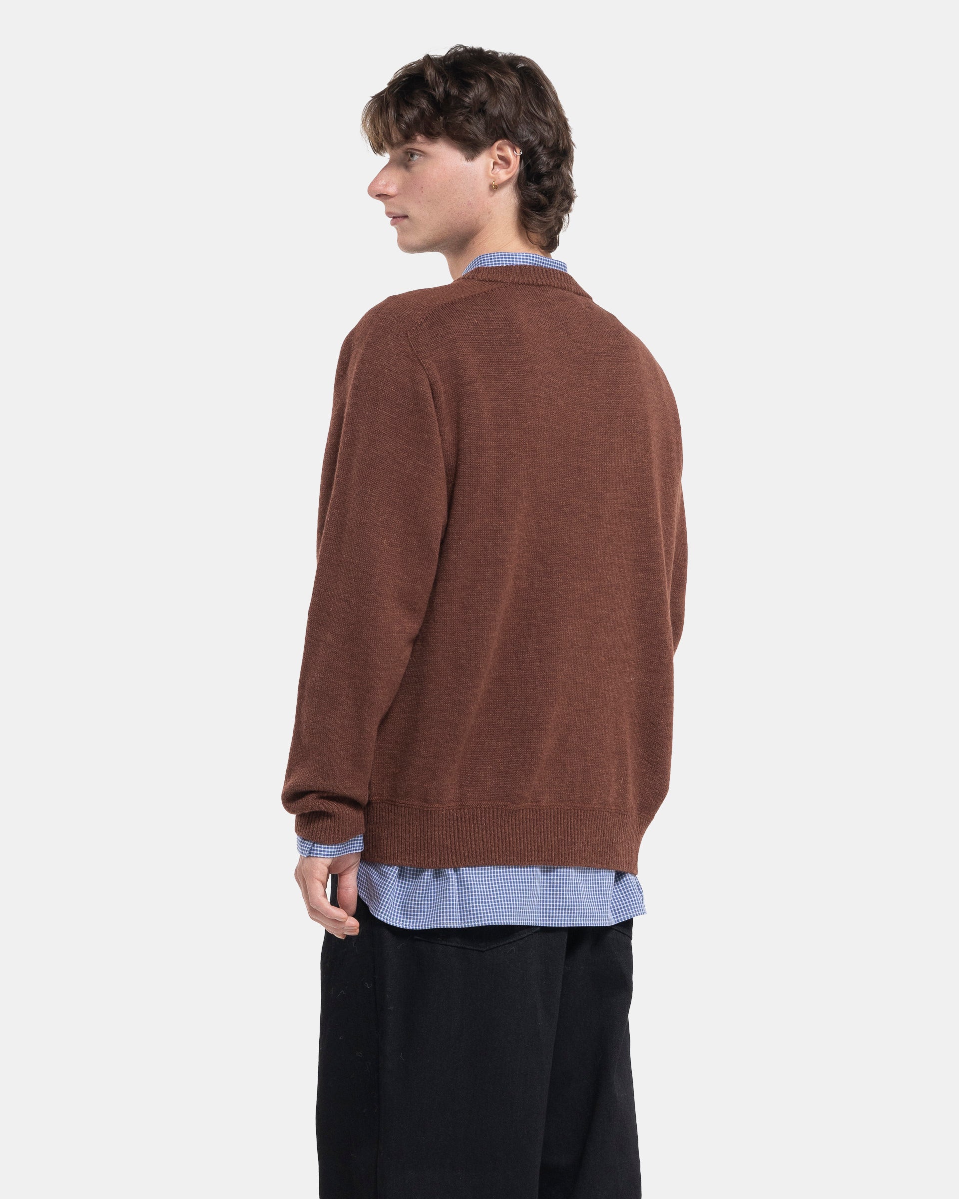 Linen Mix Seamless Sweater in Brick