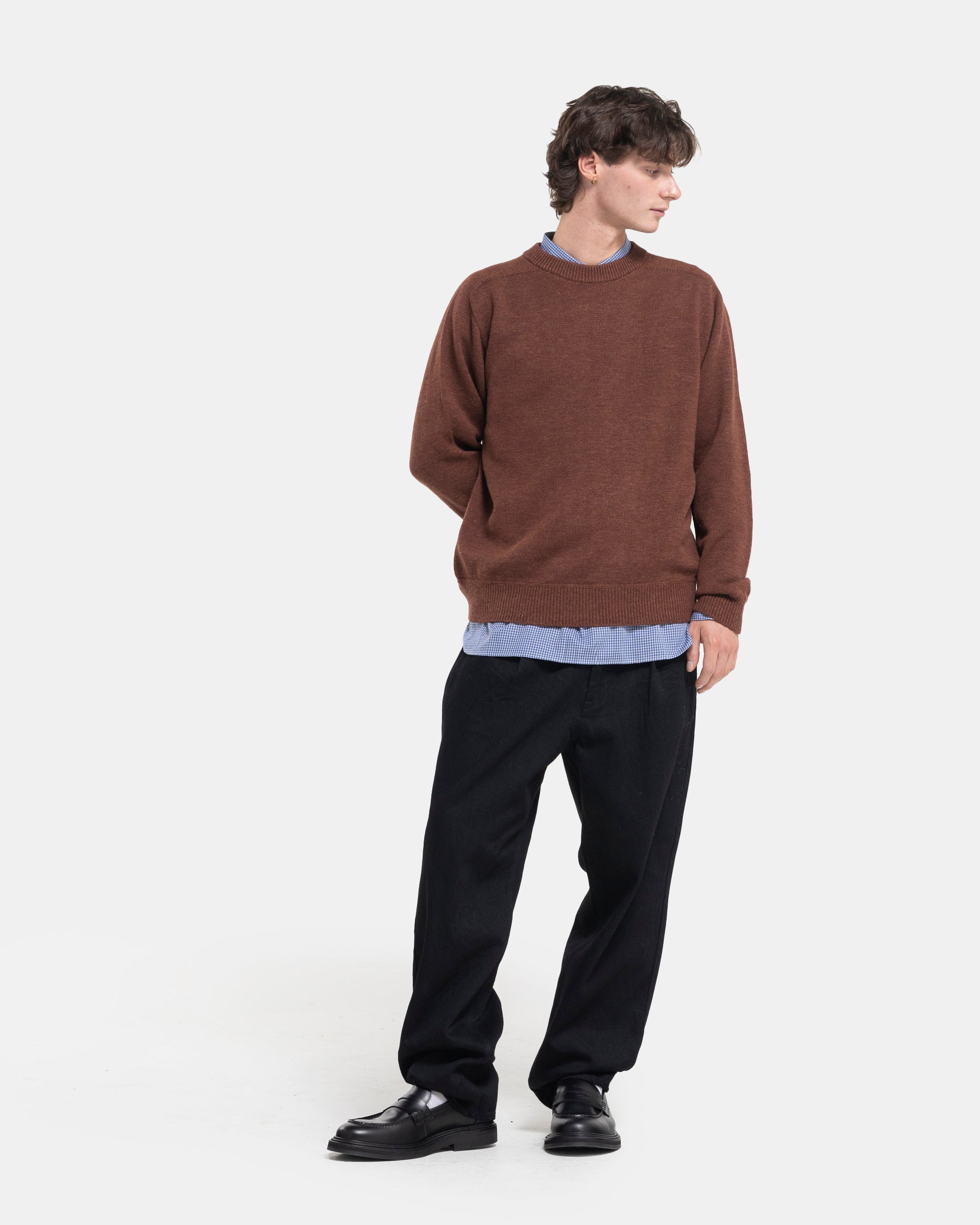 Linen Mix Seamless Sweater in Brick