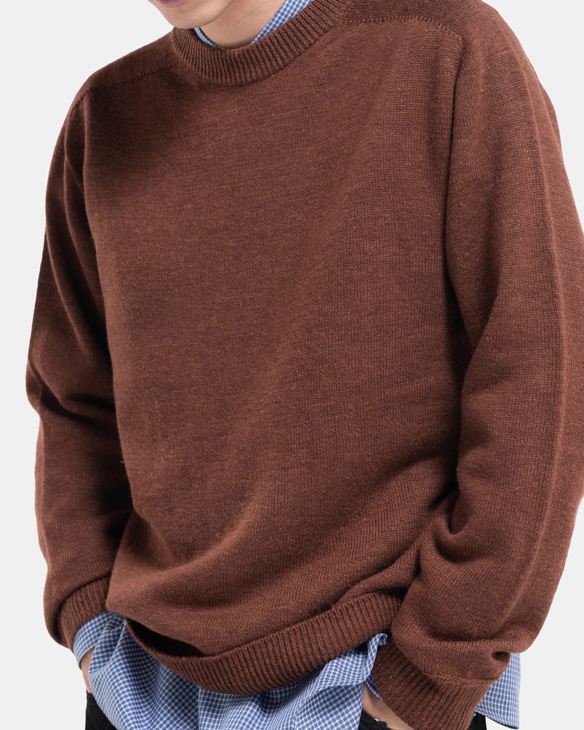 Linen Mix Seamless Sweater in Brick