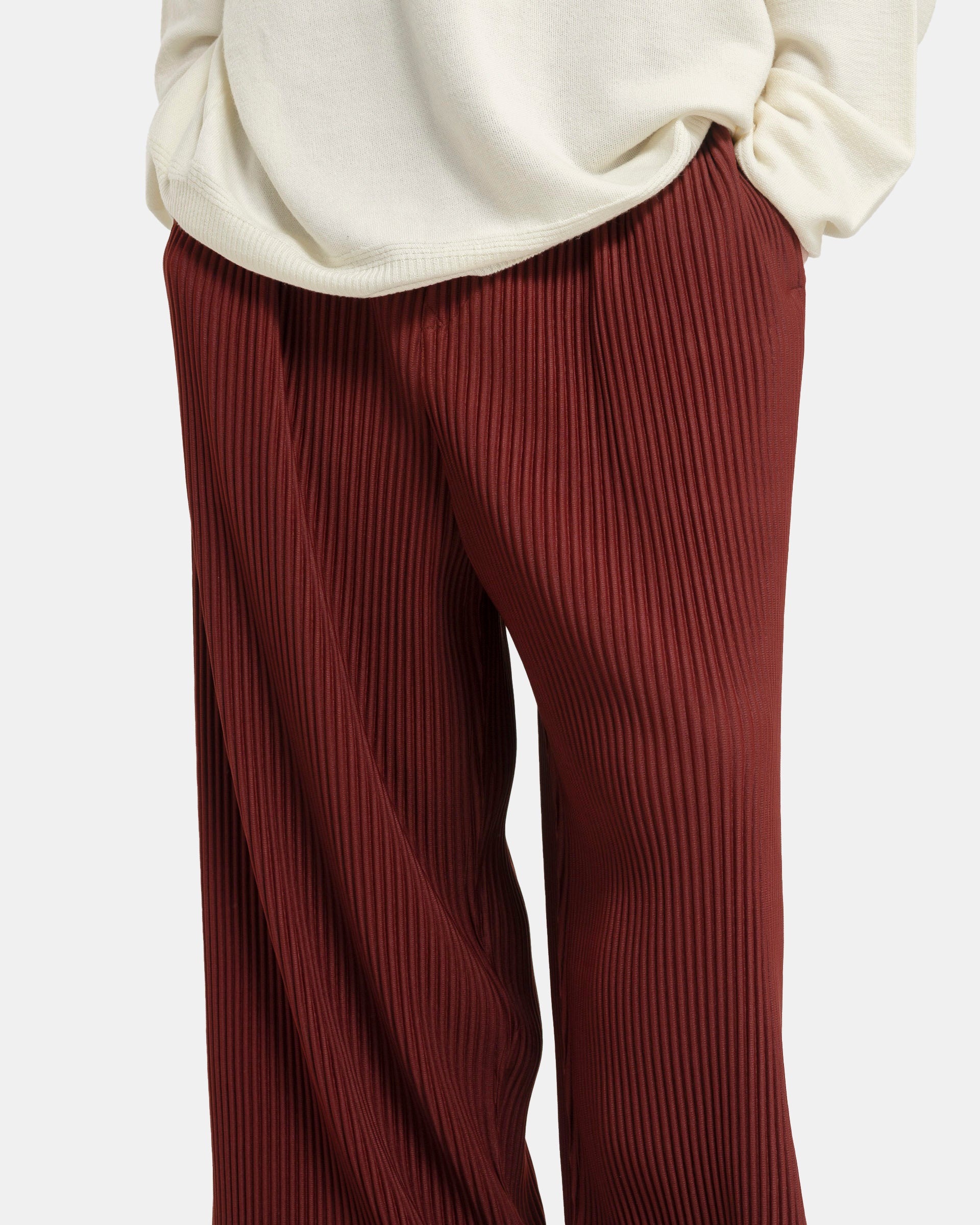 【I.S./ISSEY MIYAKE】80s くすみ赤　パンツ　M イッセイミヤケ 80s筆タグ パンツ ISSEY MIYAKE 足掛けズボン