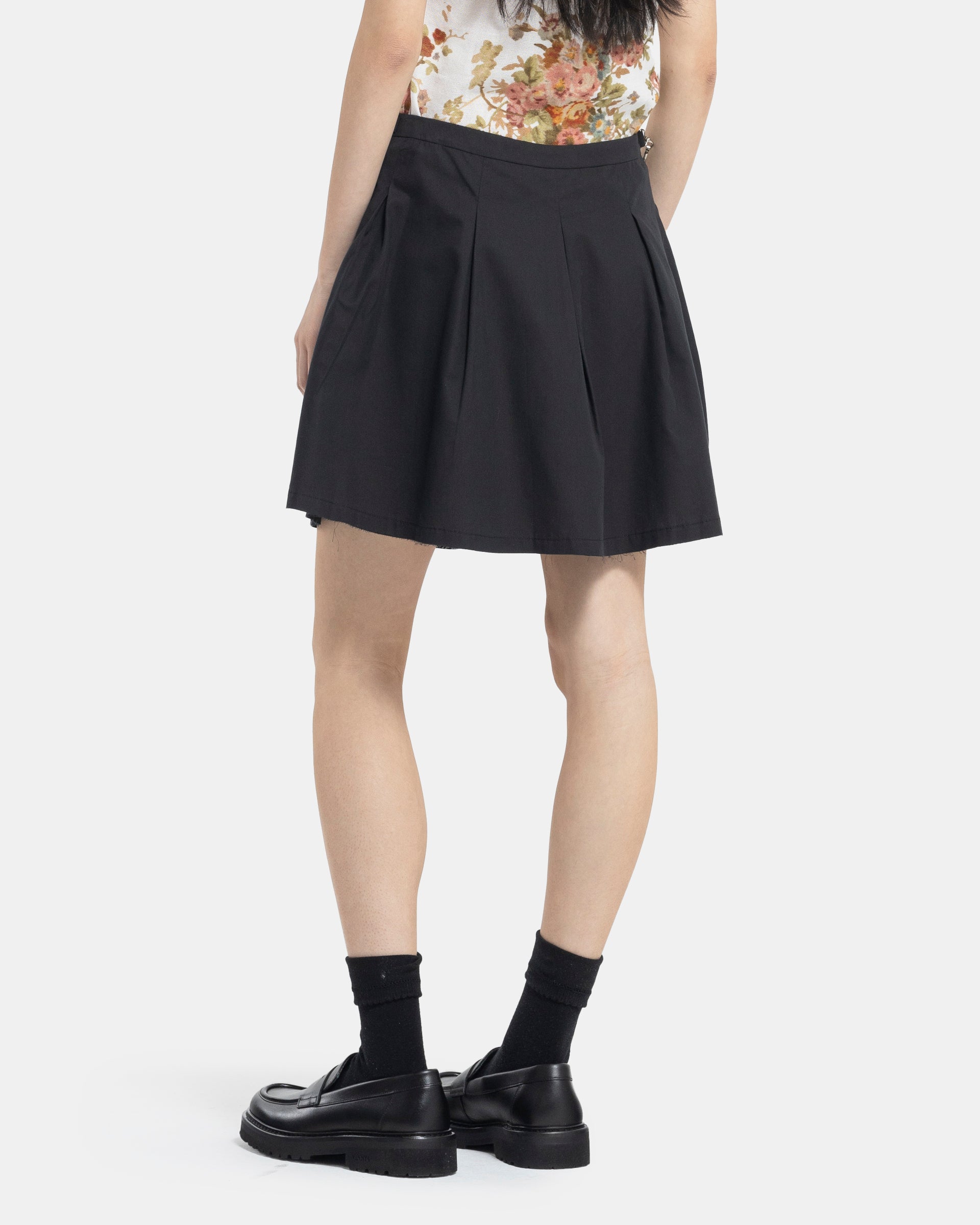 Object Skirt in Black Peached Cupro Poplin