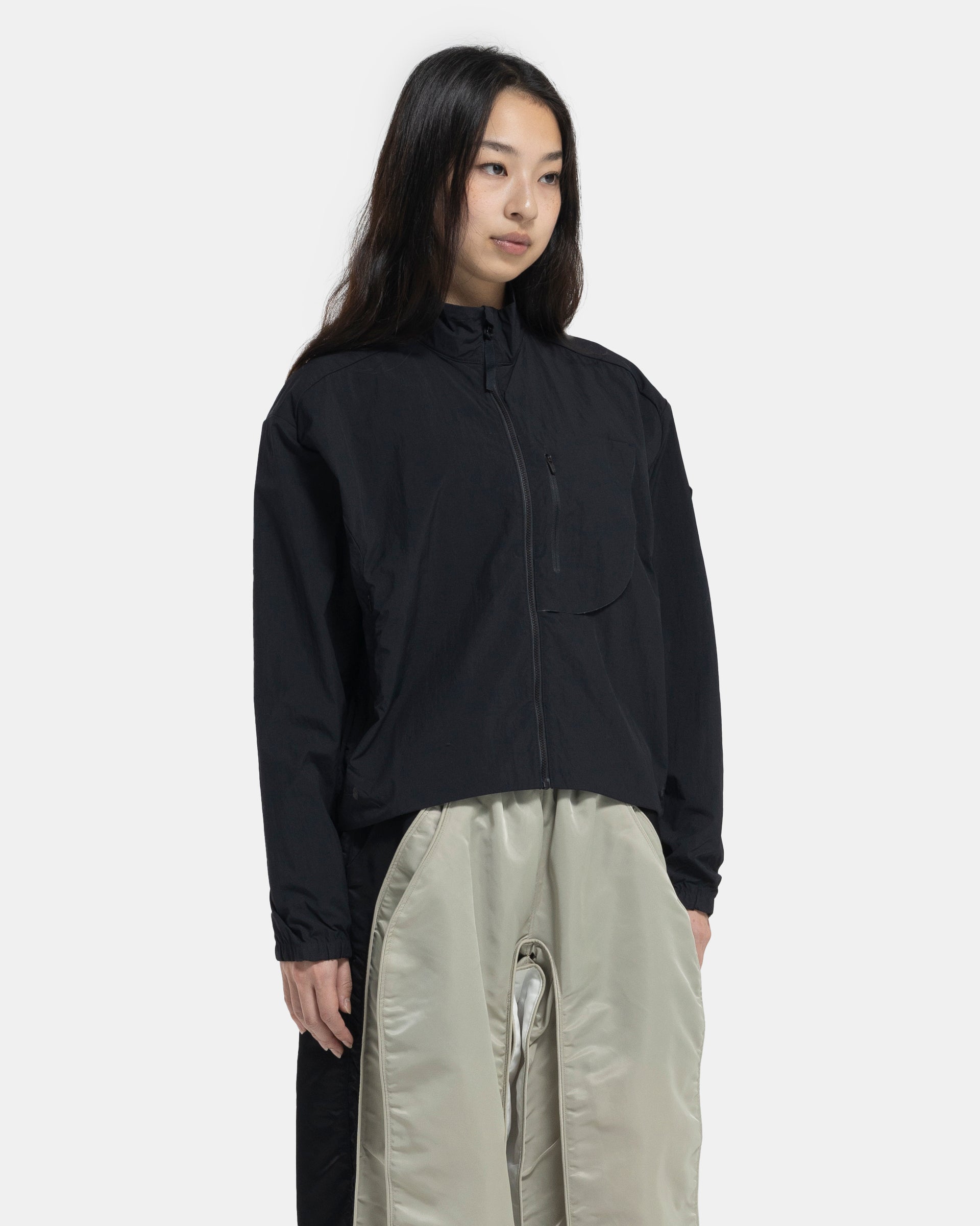 Cropped Recycled DWR Jacket in Black