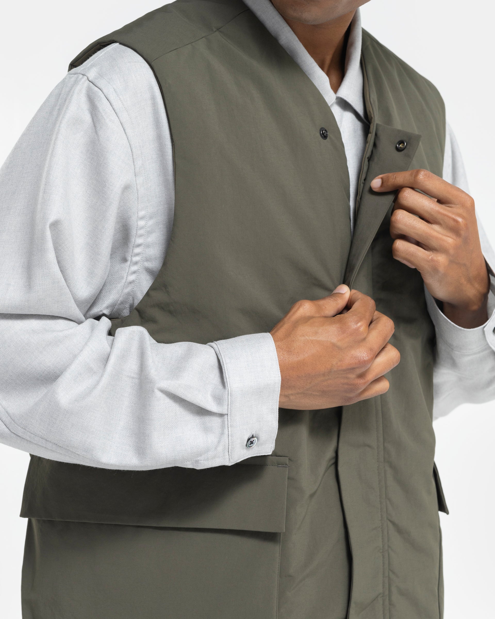 Large Pocket Padded Vest in Olive