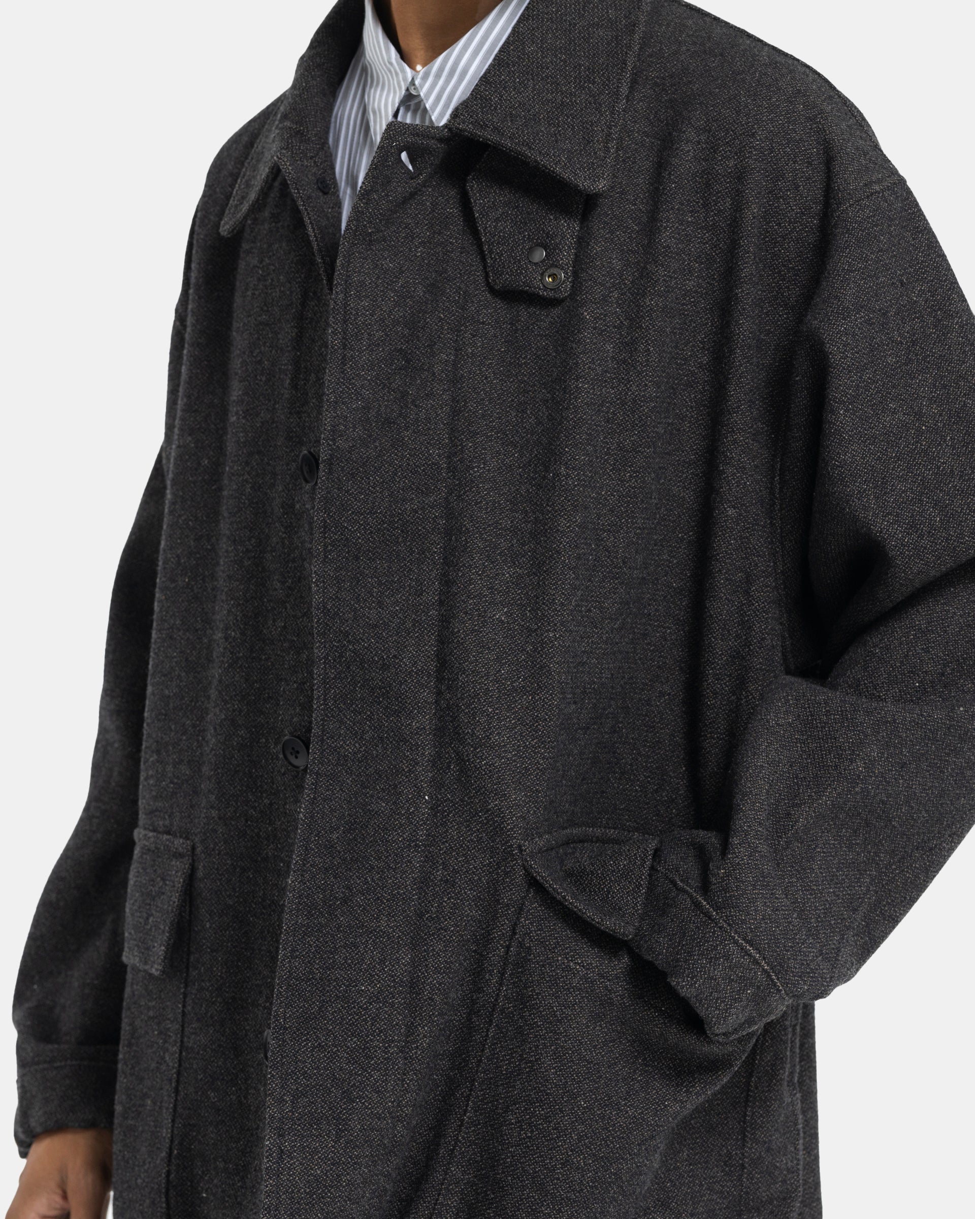 Tweed Fishtail Coat in Dark Brown