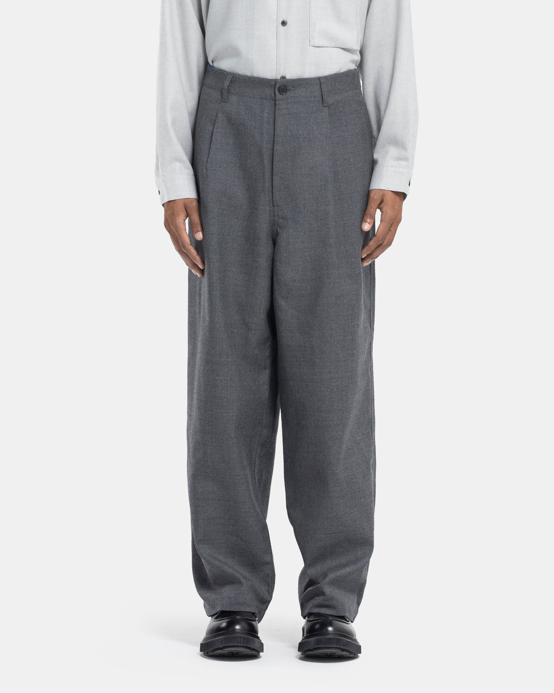 Wide Wool Pants in Grey