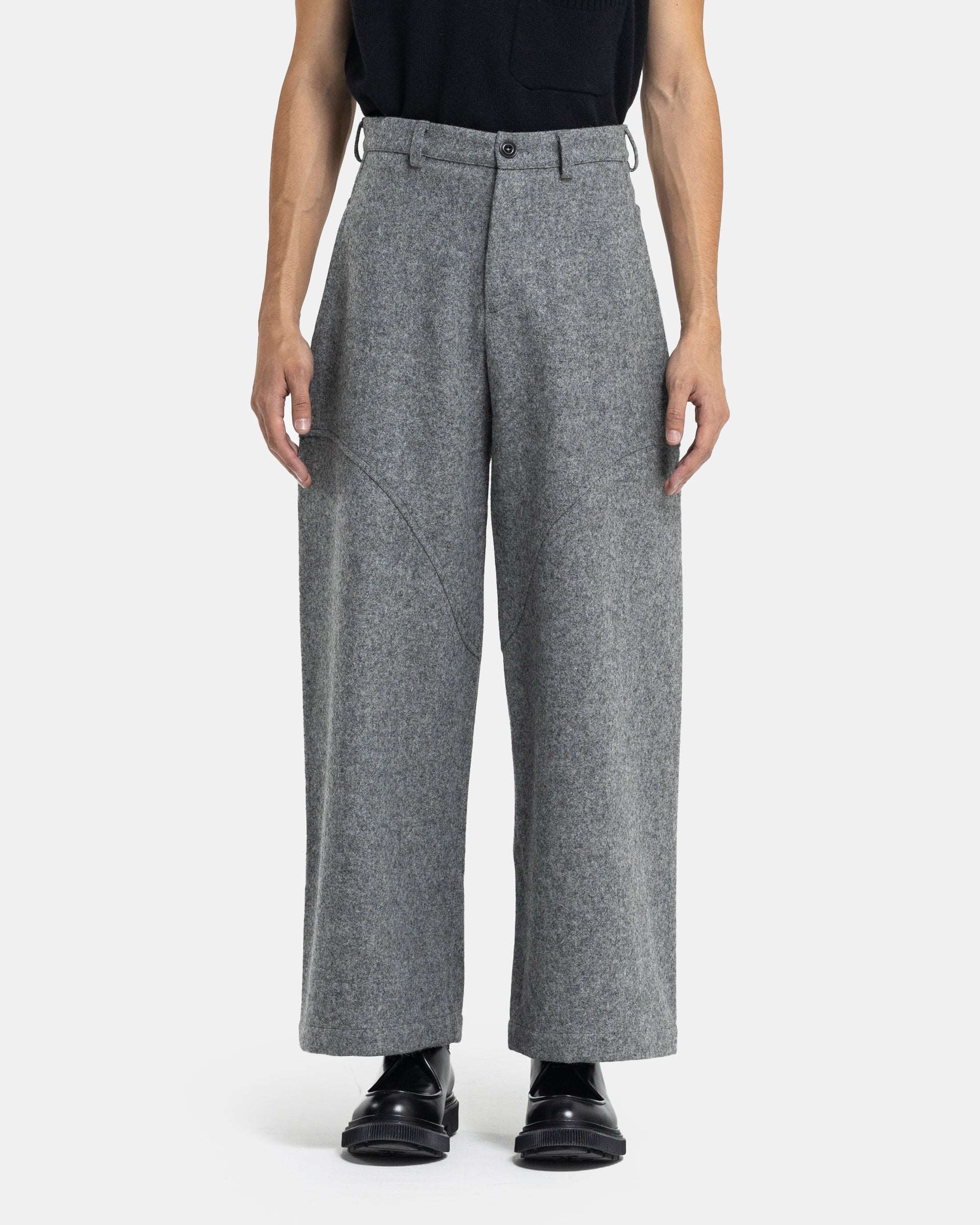 Wide Wool Pants in Grey