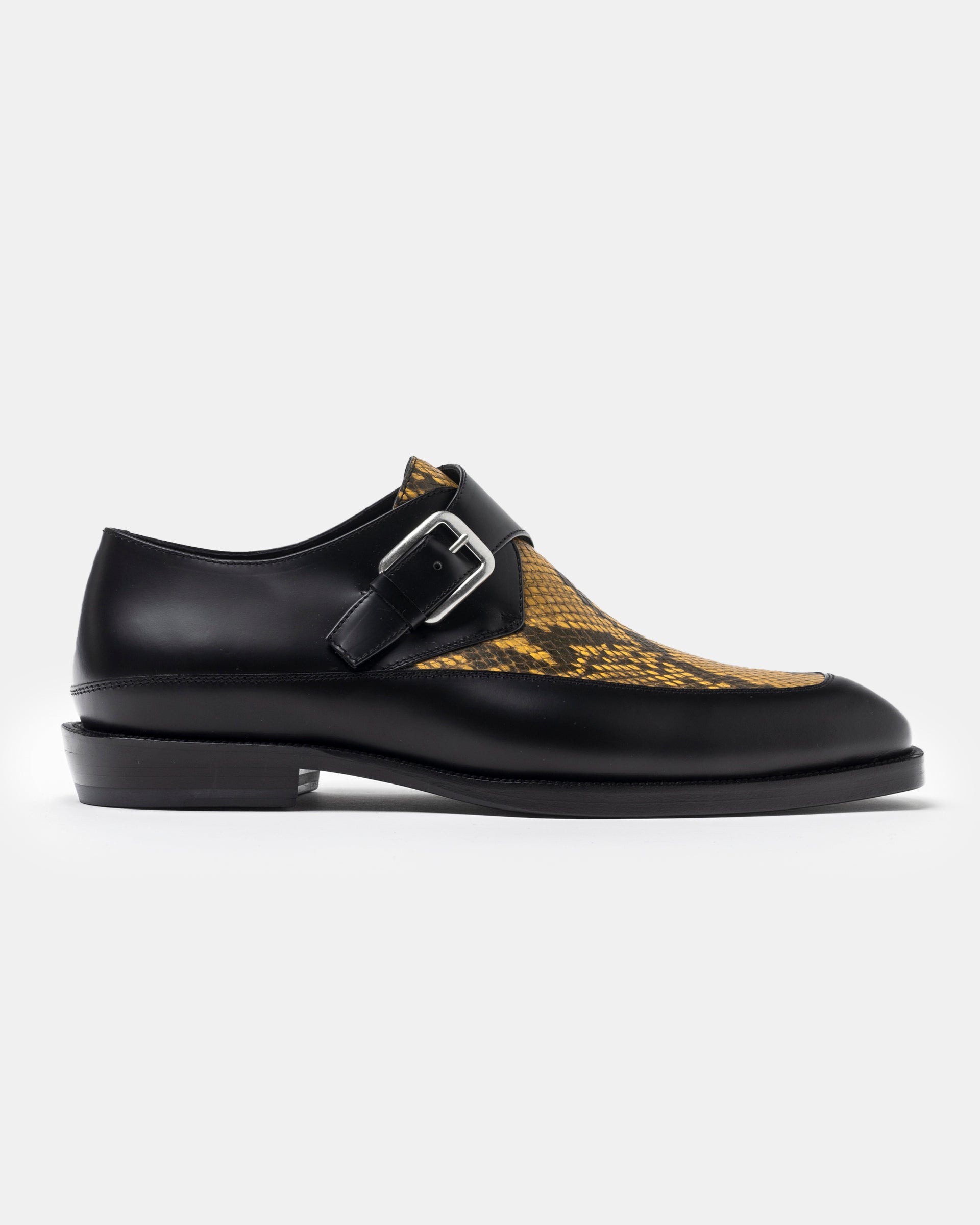 Leather Monkstraps in Yellow and Black