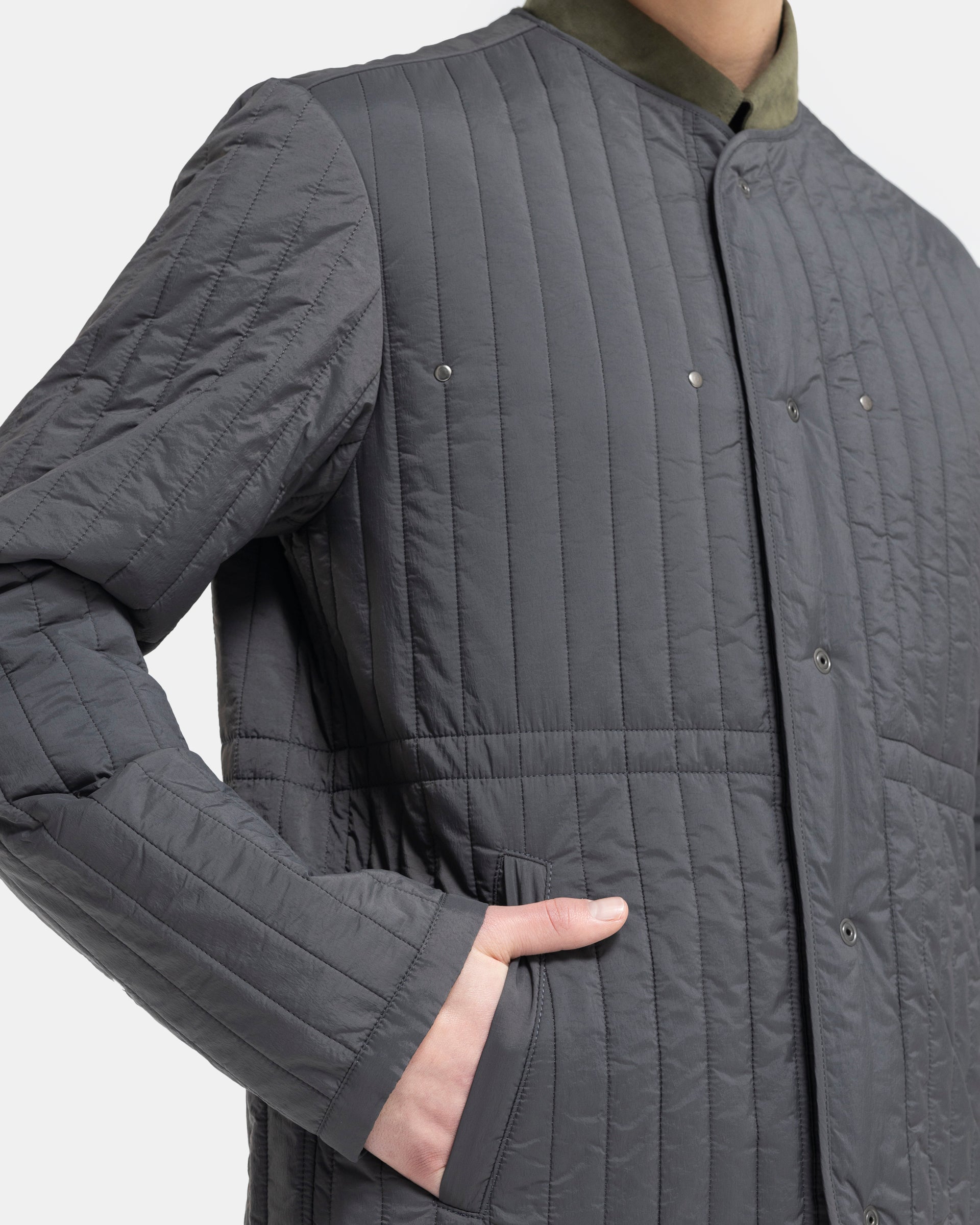 Quilted Block Jacket in Dark Grey