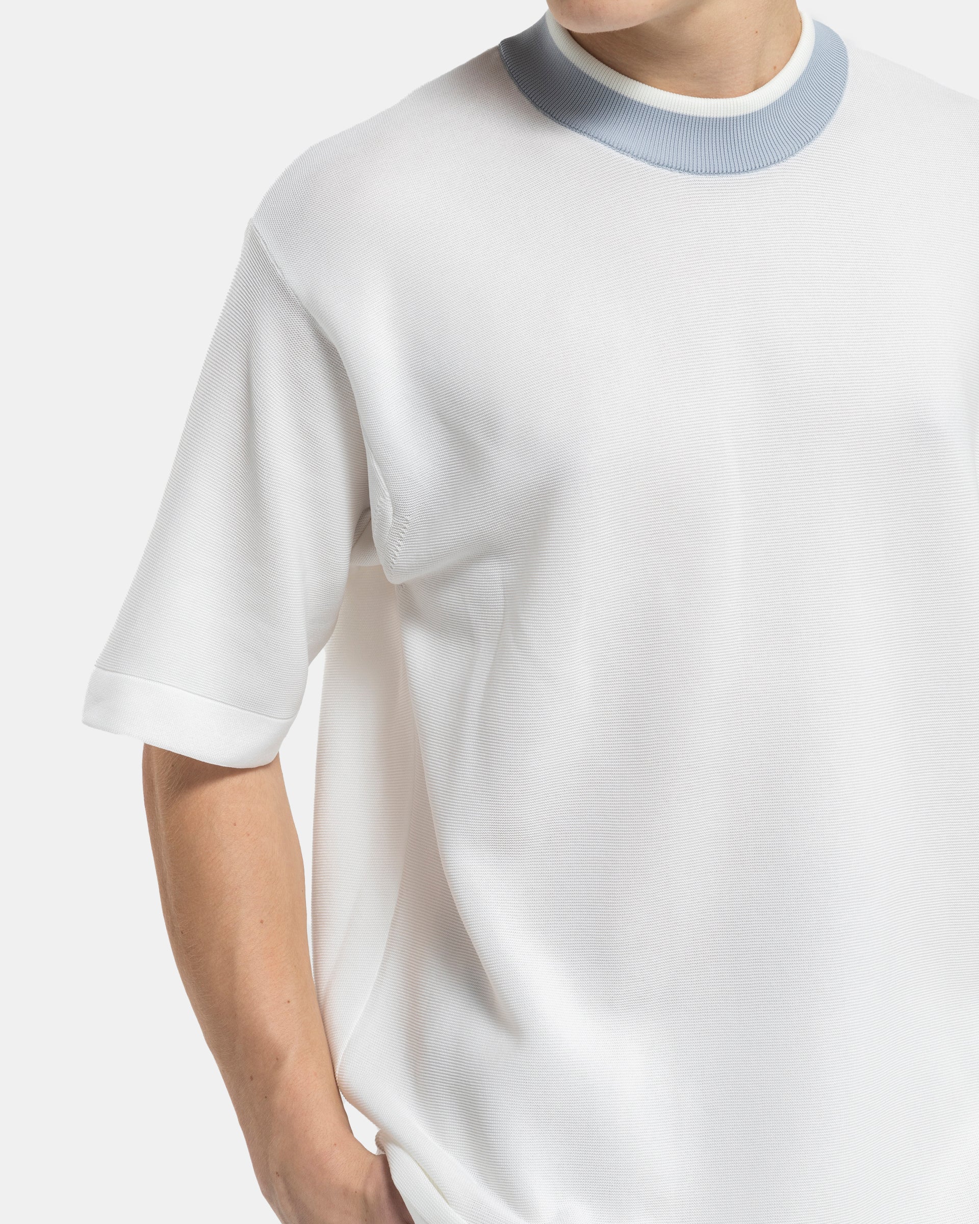Cupro Garter Short Sleeve T-Shirt in White Multi