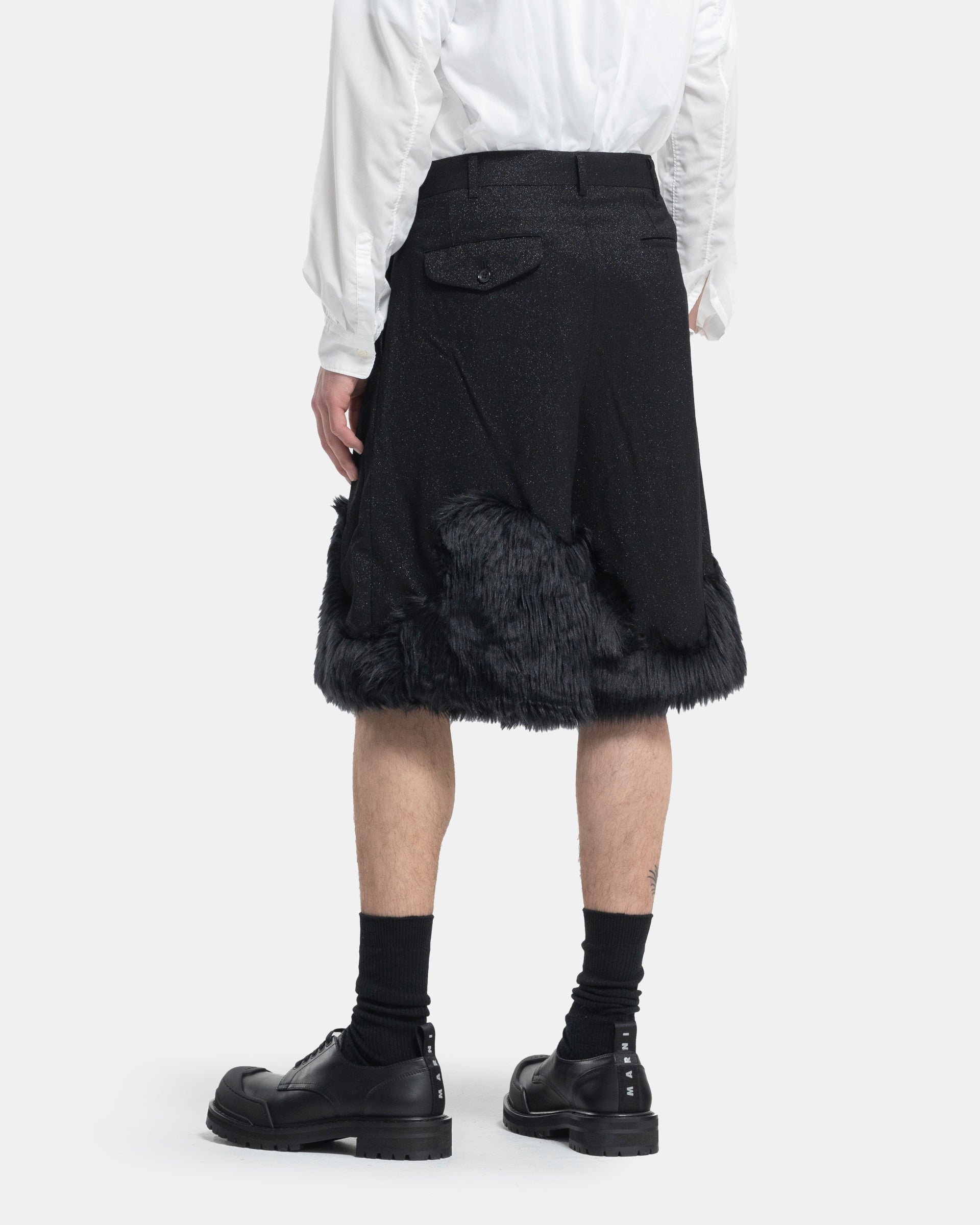 Faux-Fur Trimmed Shorts in Black